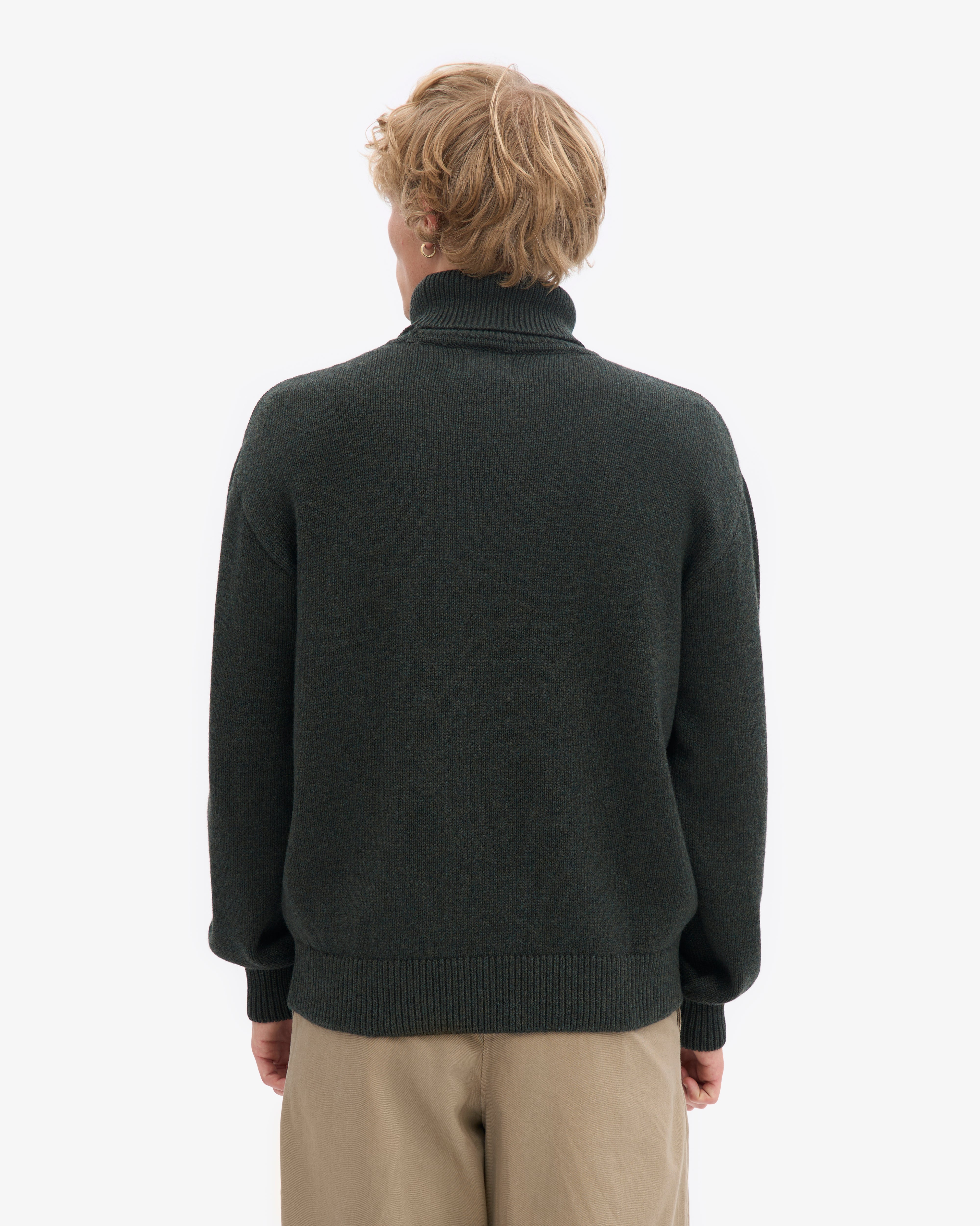 Merino Wool Turtleneck - Hunter Green