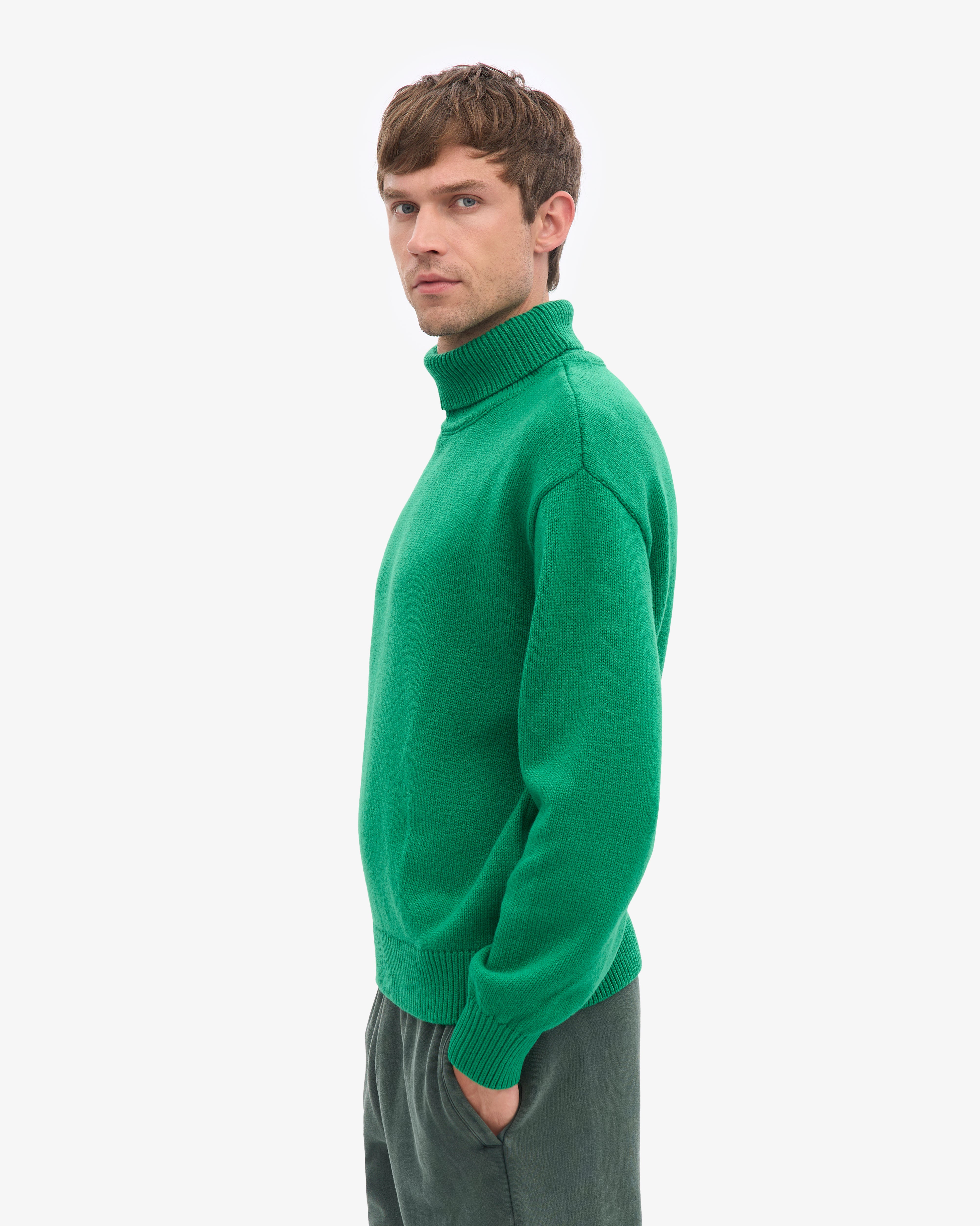 Merino Wool Turtleneck - Kelly Green
