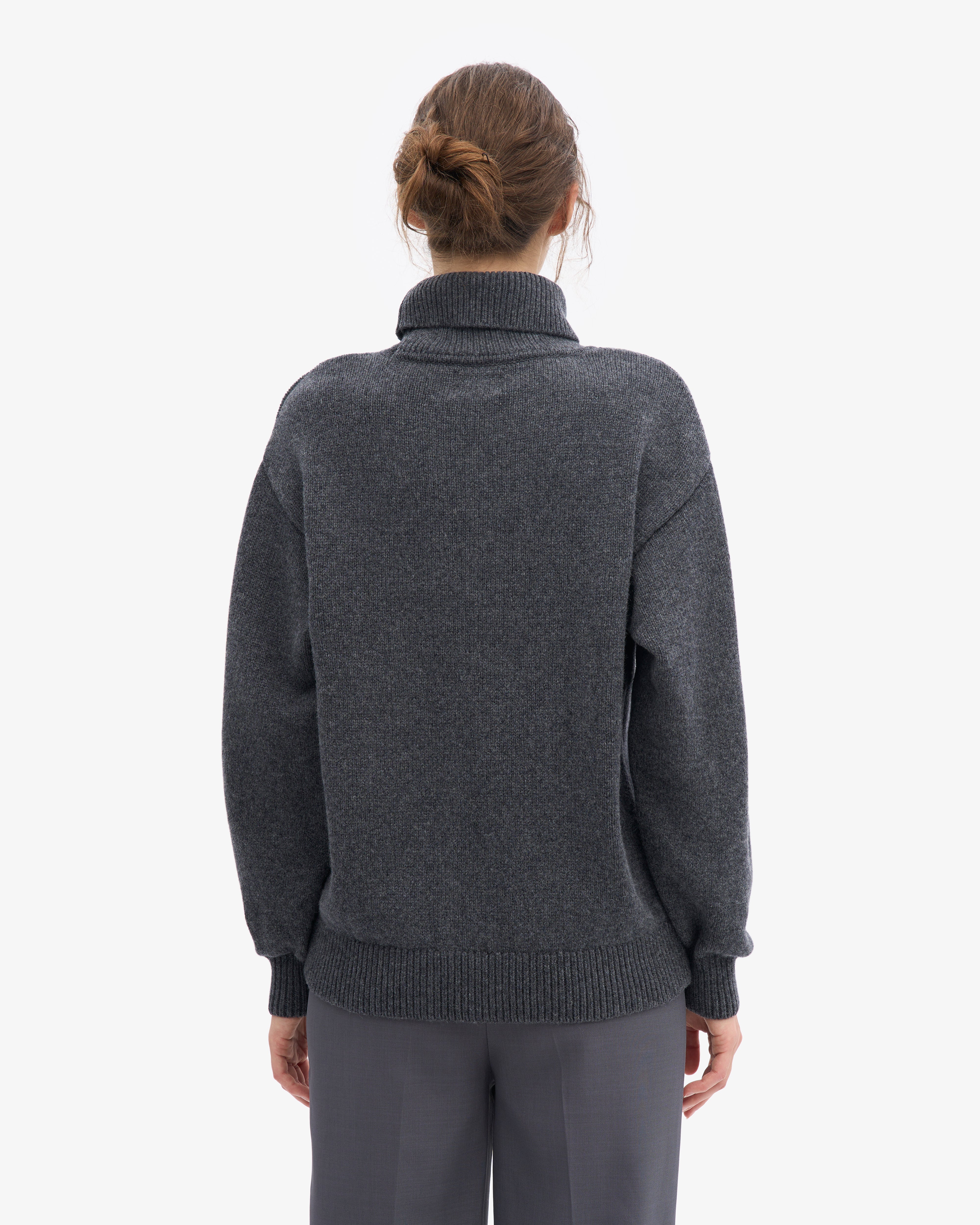 Merino Wool Turtleneck - Lava Grey