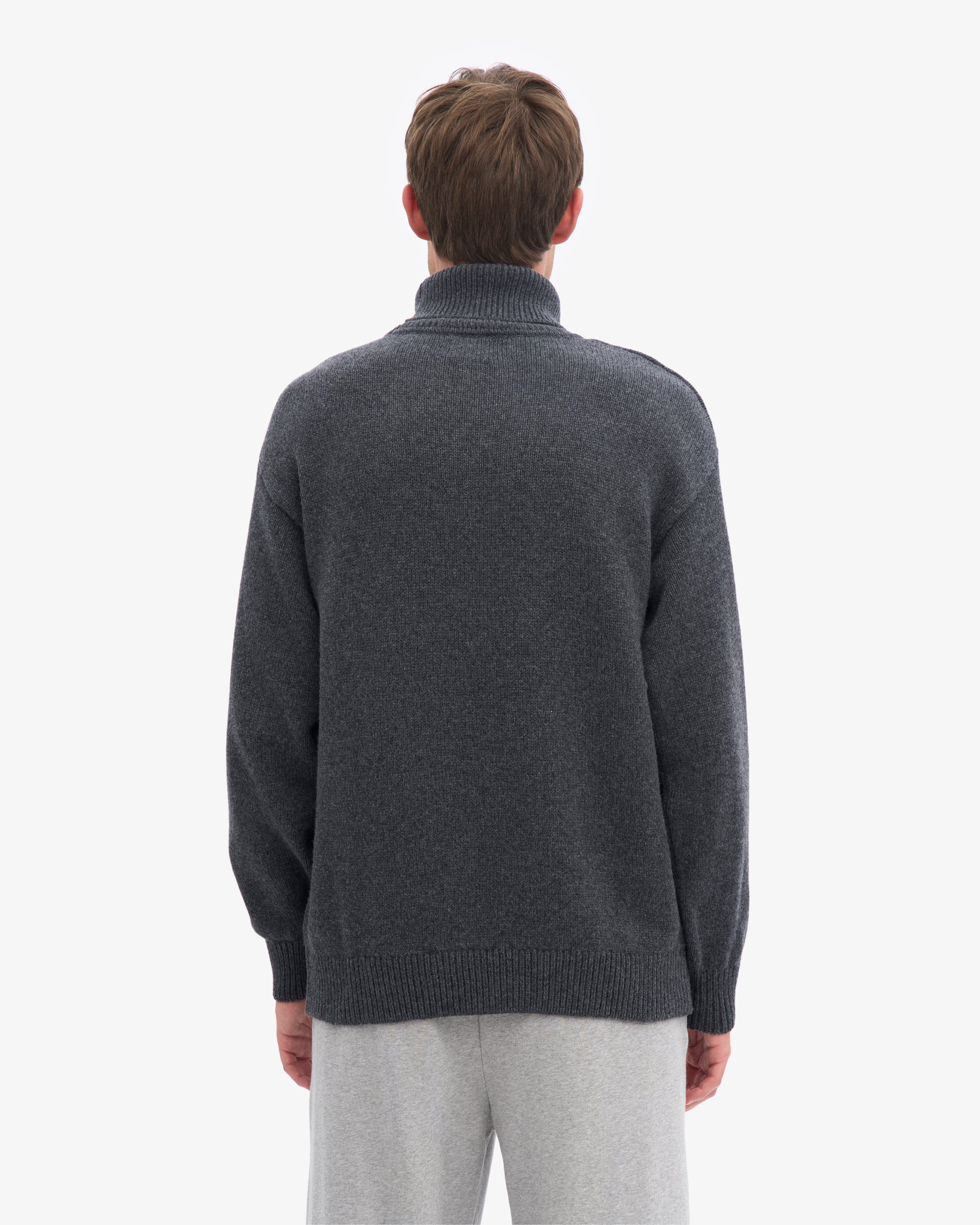 Merino Wool Turtleneck - Lava Grey