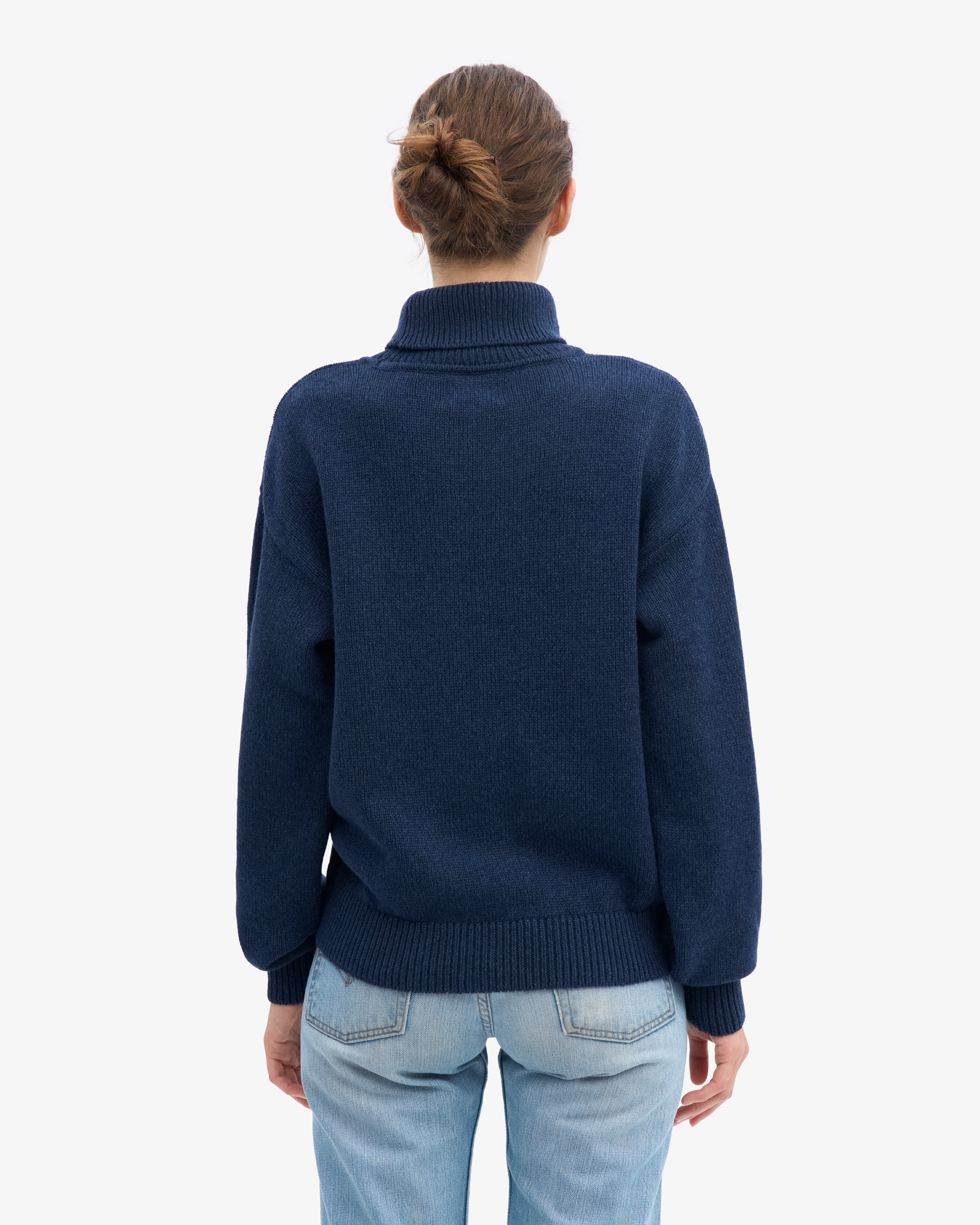 Merino Wool Turtleneck - Marine Blue