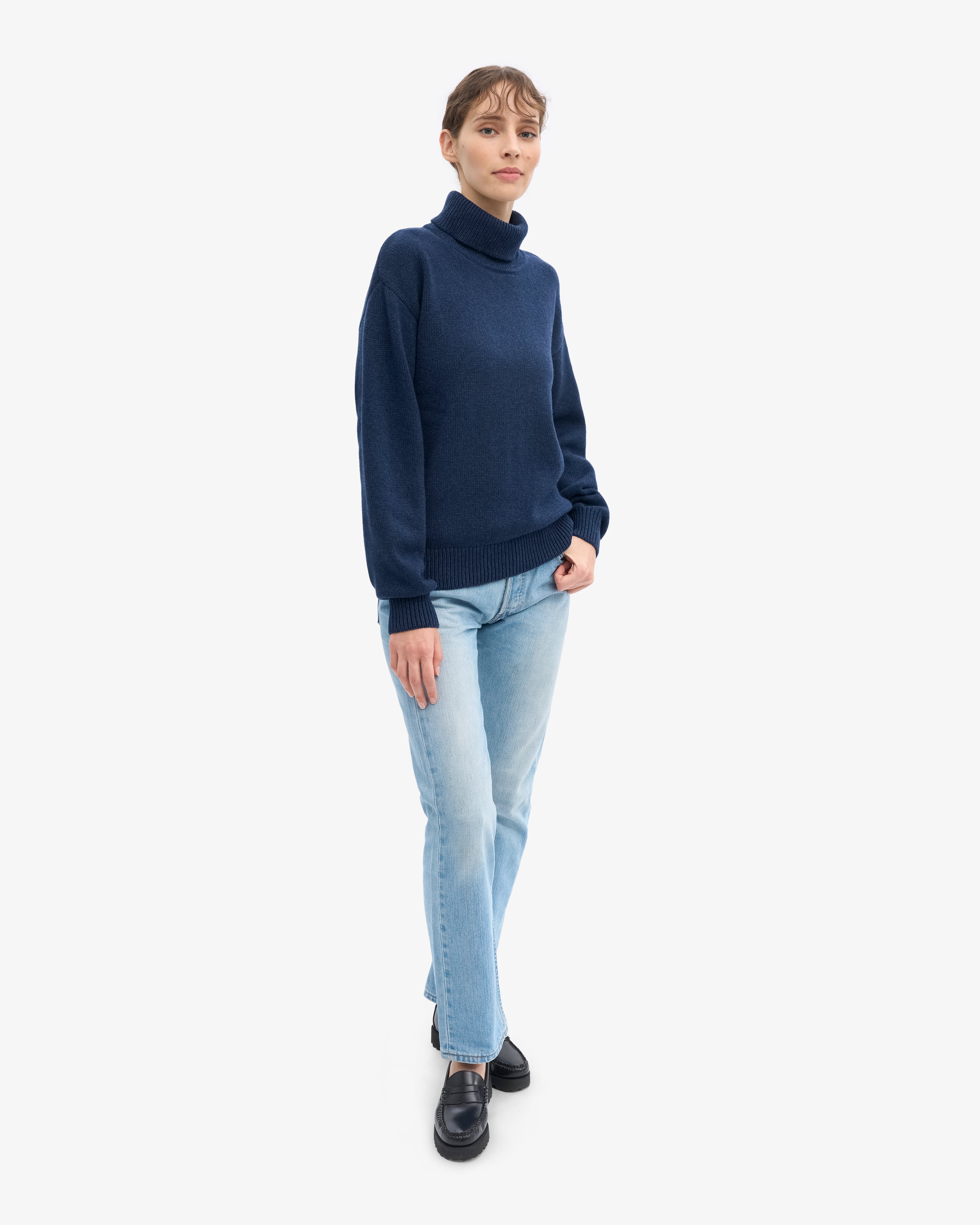 Merino Wool Turtleneck - Marine Blue