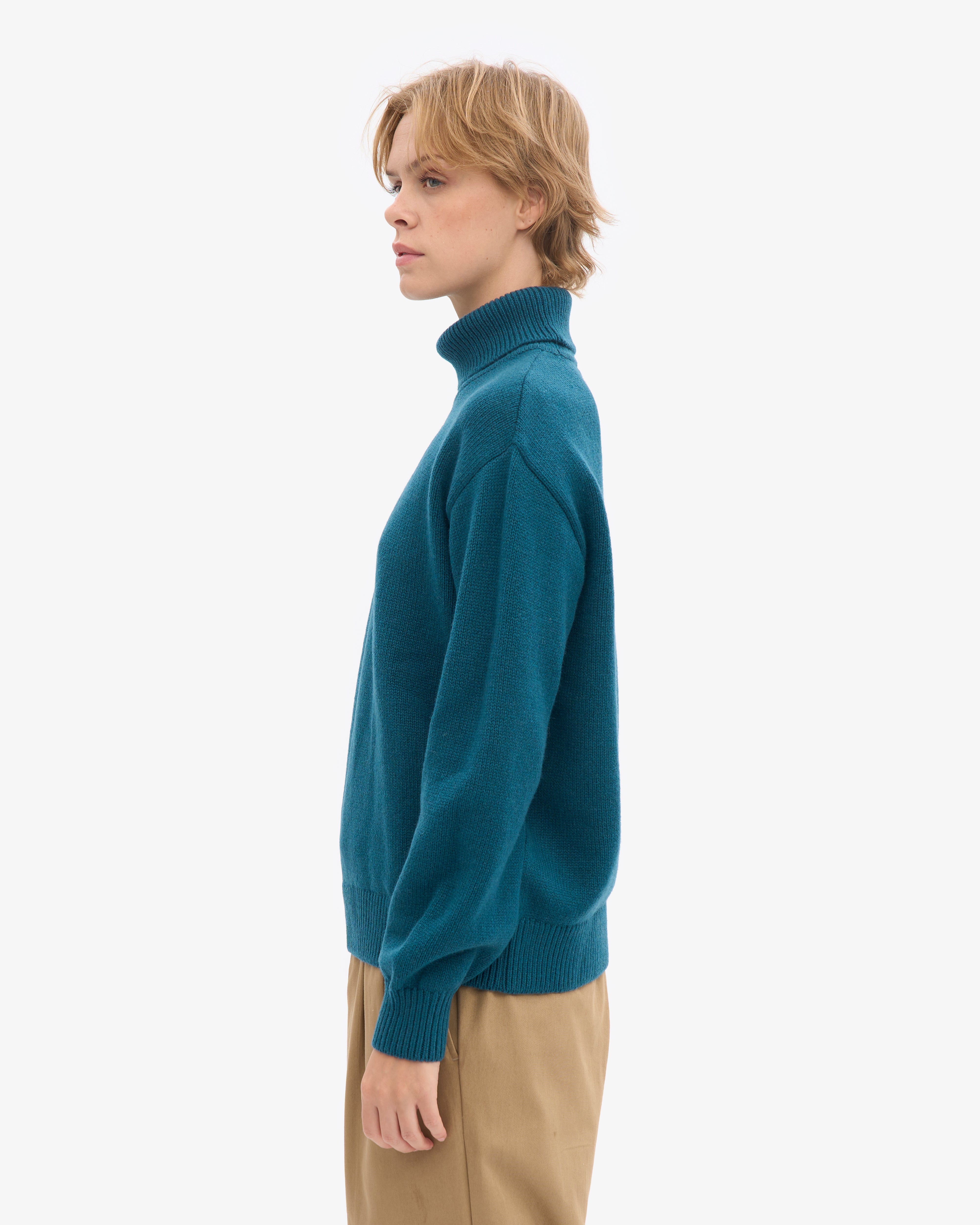 Merino Wool Turtleneck - Ocean Green
