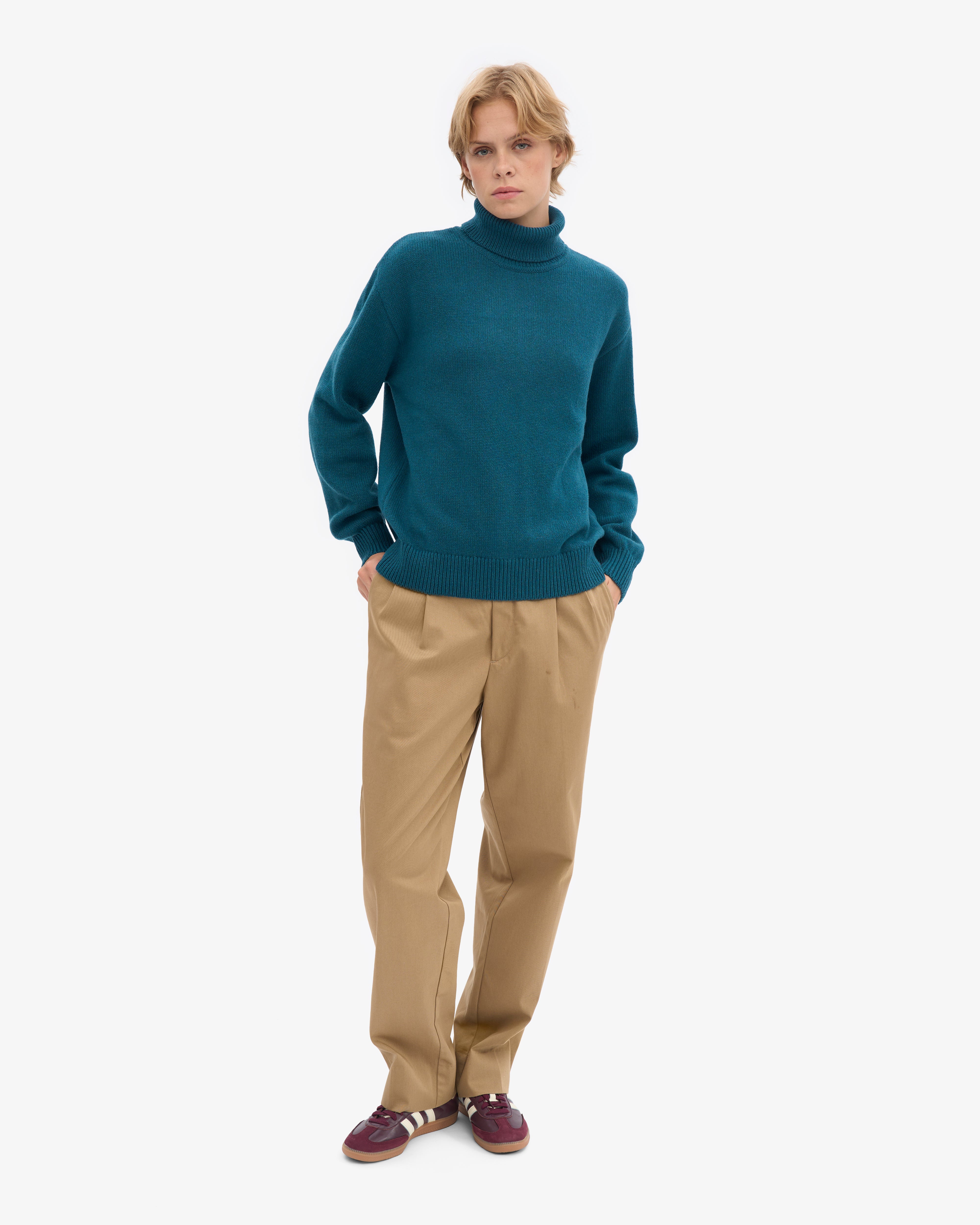 Merino Wool Turtleneck - Ocean Green