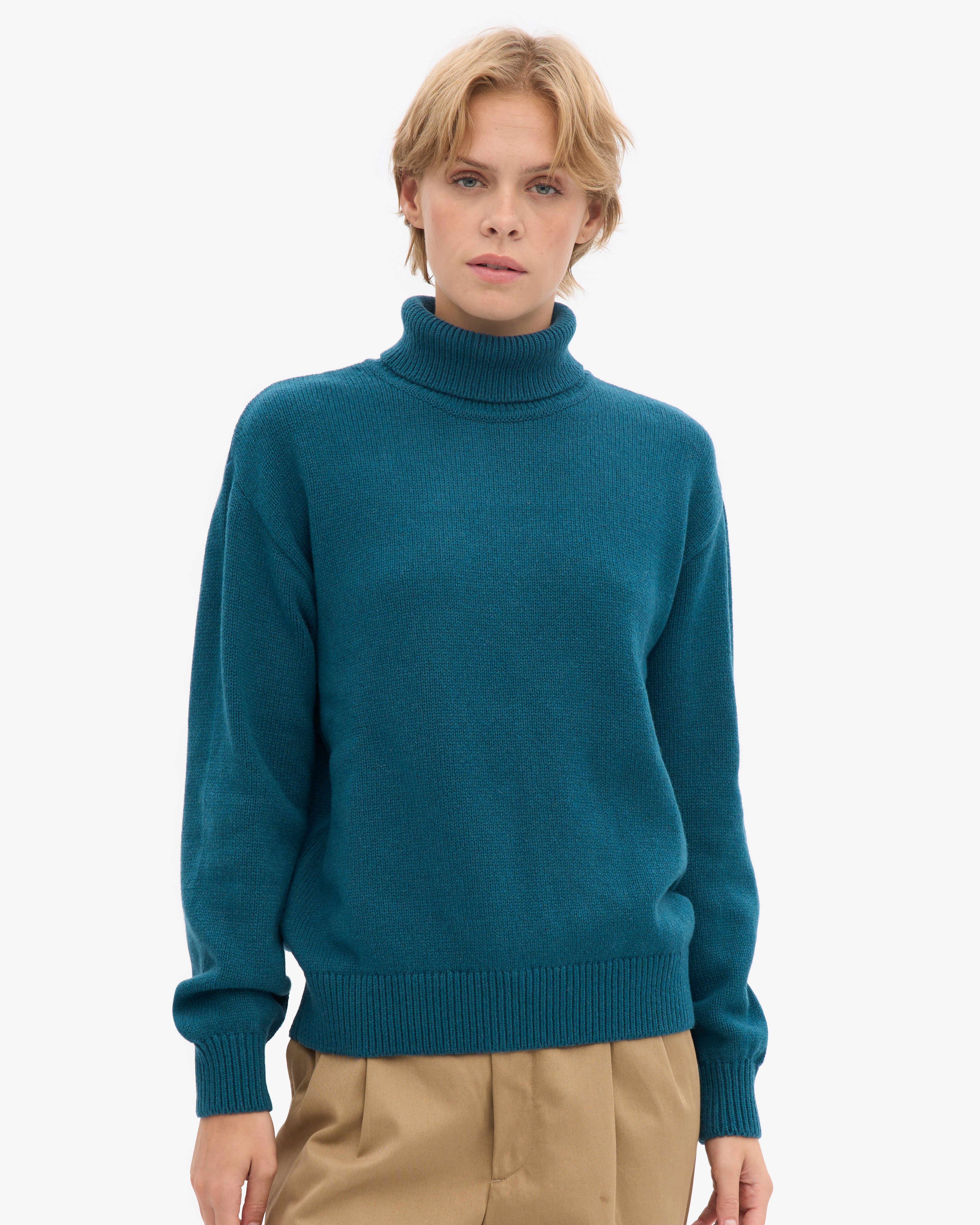 Merino Wool Turtleneck - Ocean Green