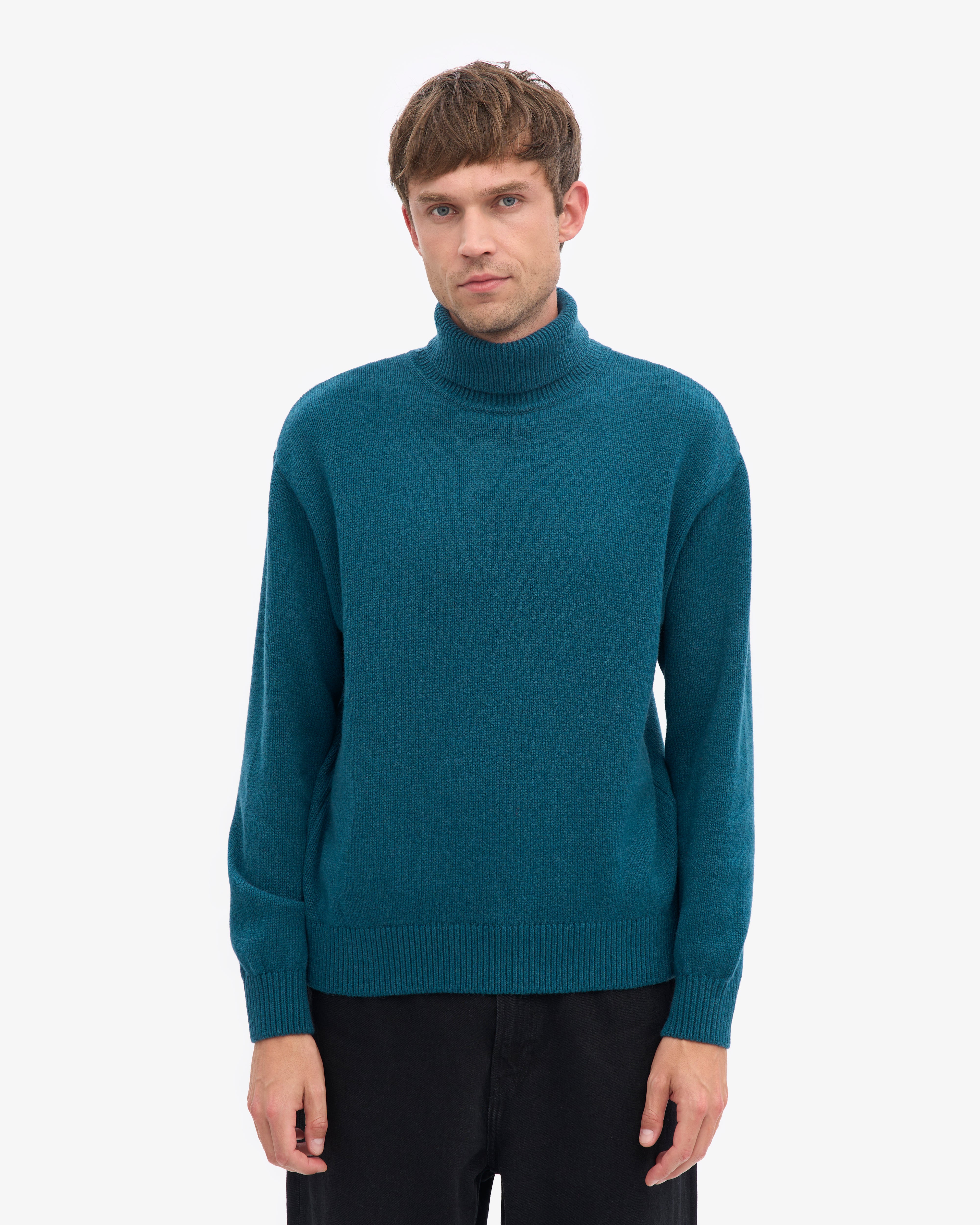 Merino Wool Turtleneck - Ocean Green