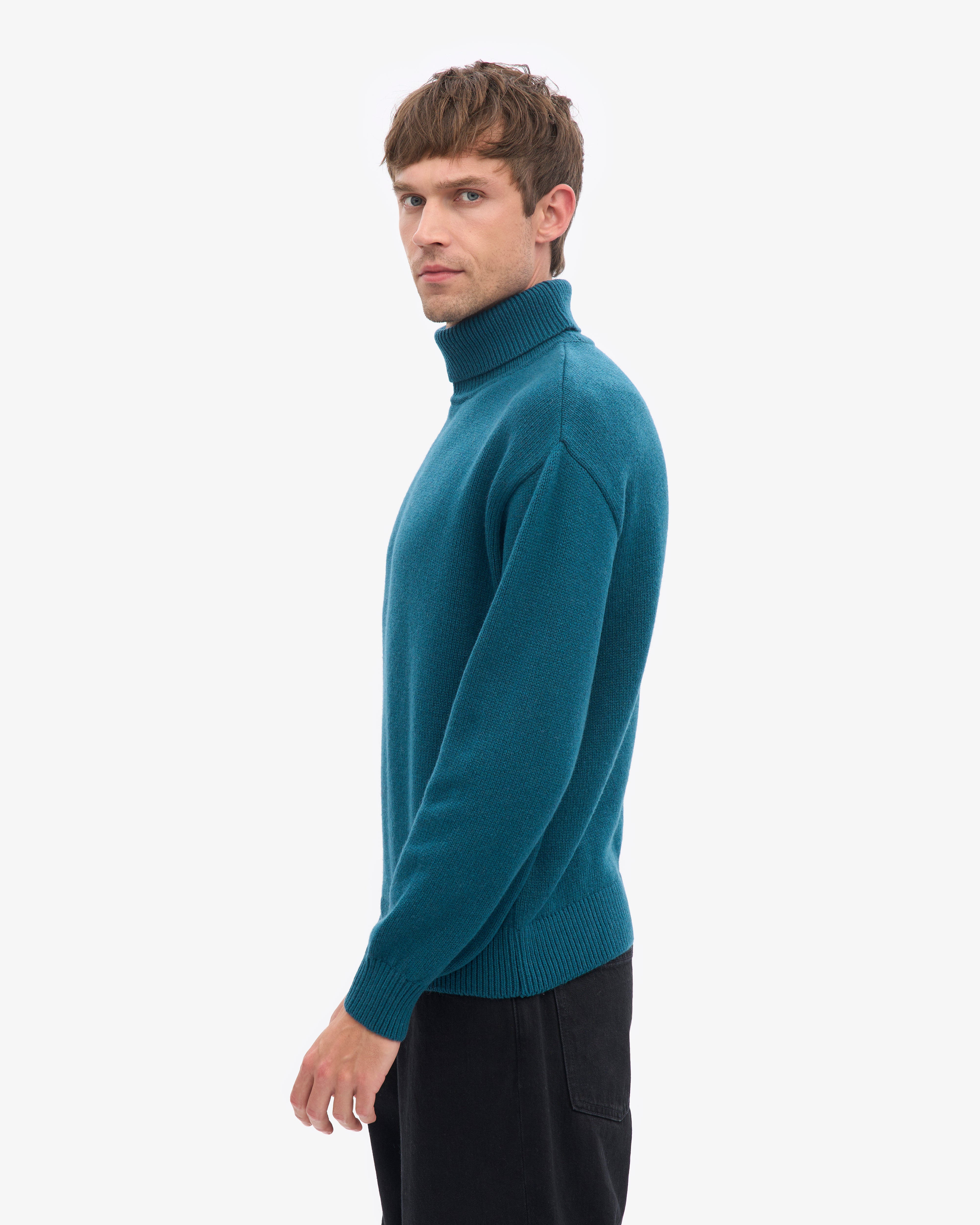 Merino Wool Turtleneck - Ocean Green
