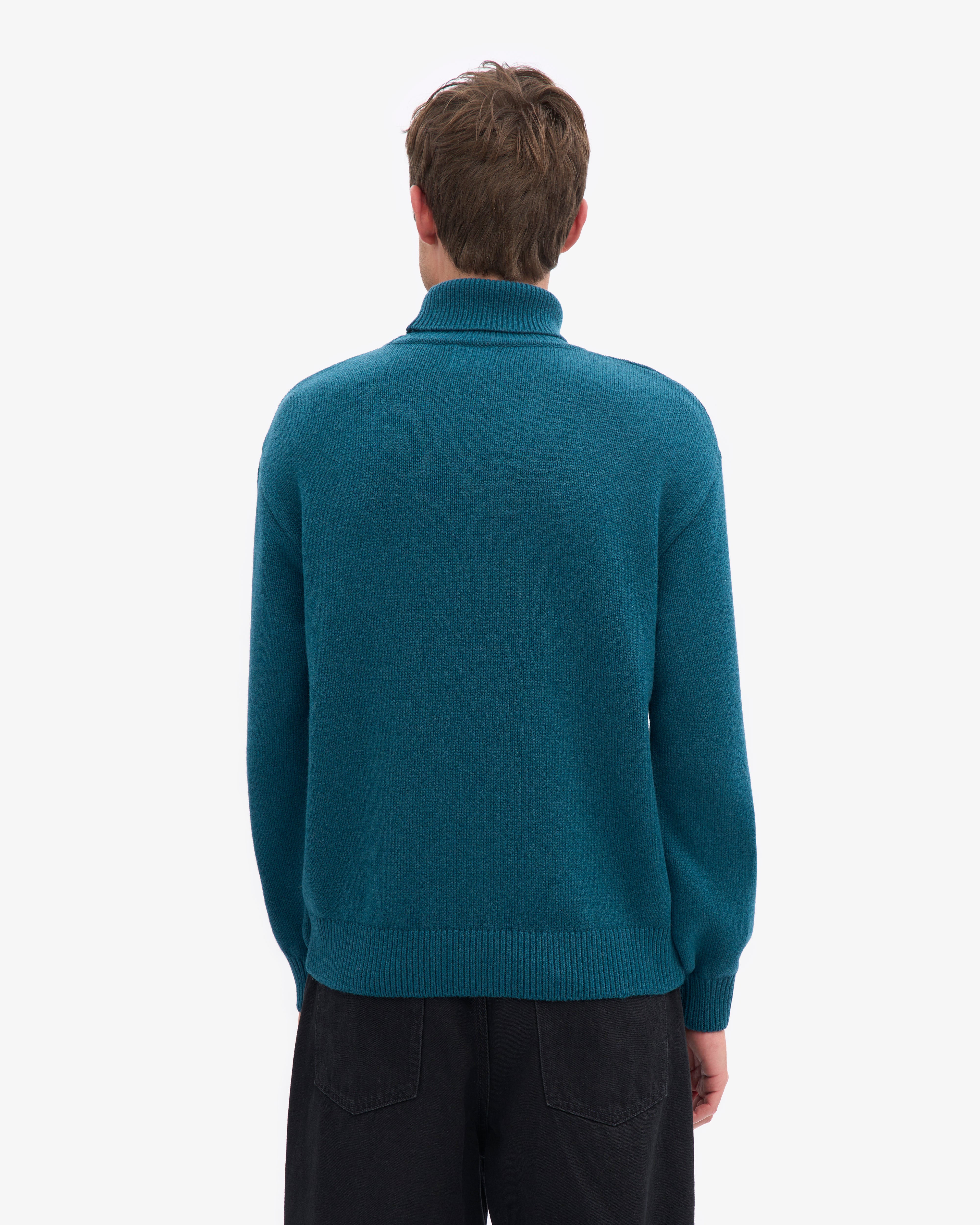 Merino Wool Turtleneck - Ocean Green