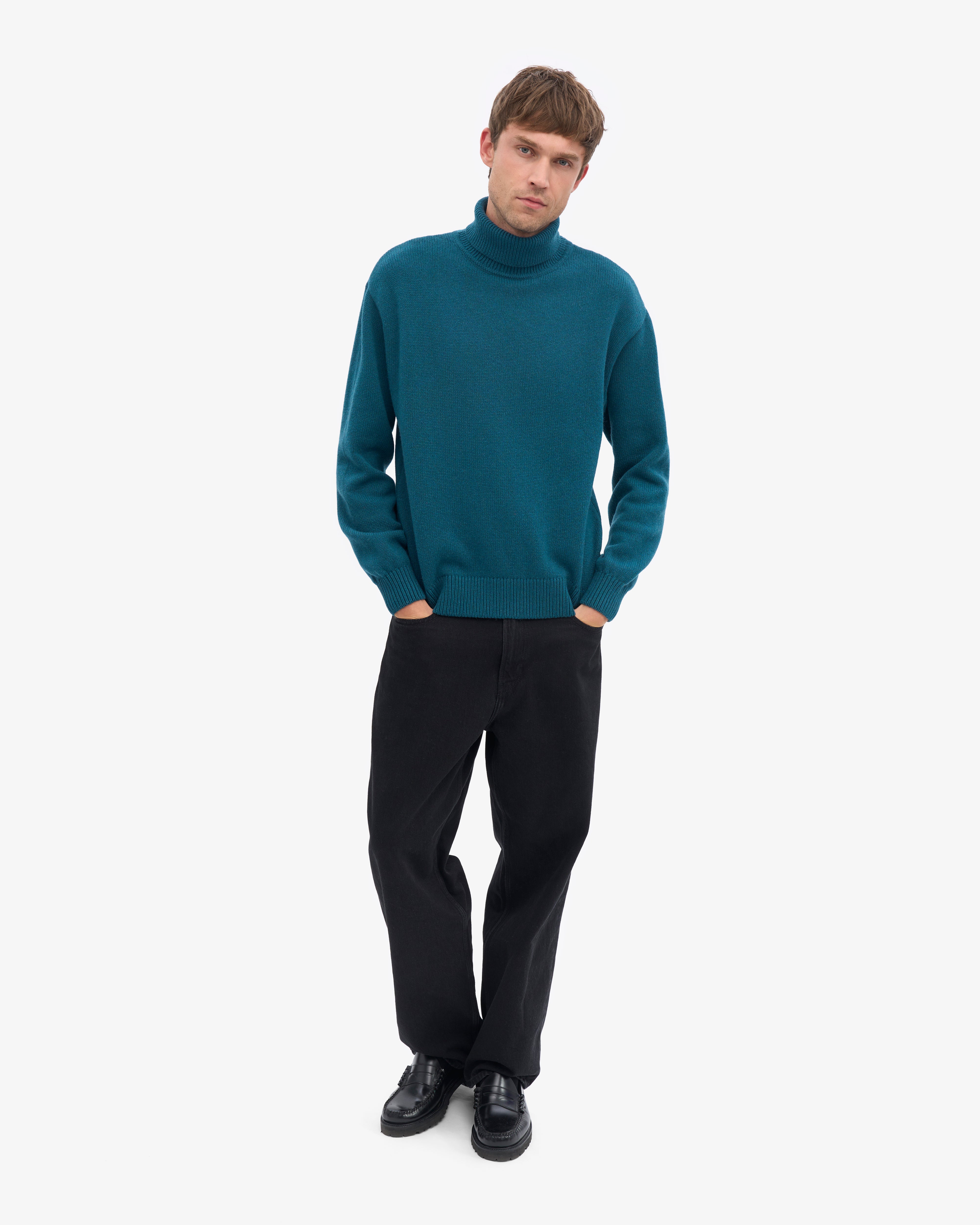 Merino Wool Turtleneck - Ocean Green