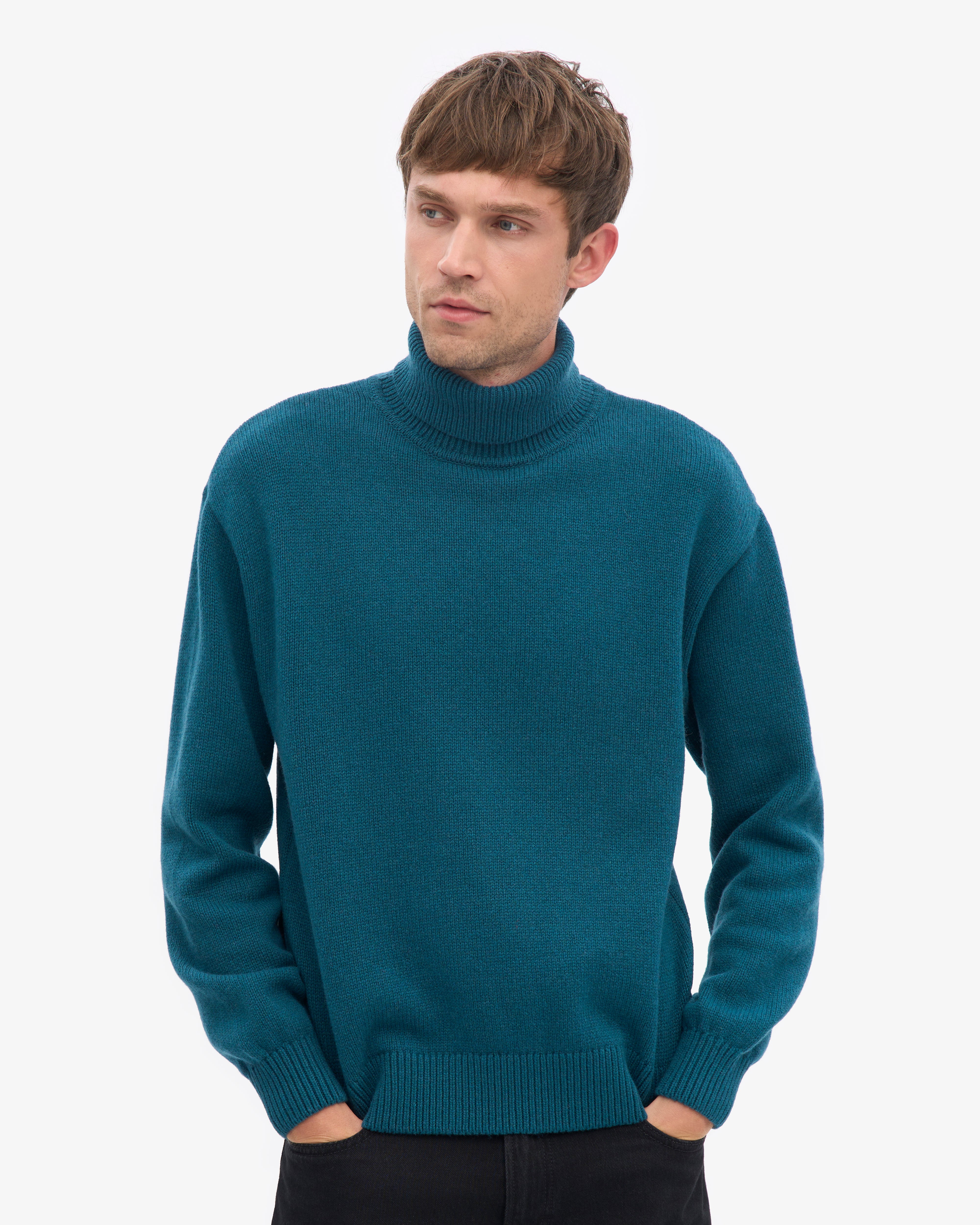 Merino Wool Turtleneck - Ocean Green