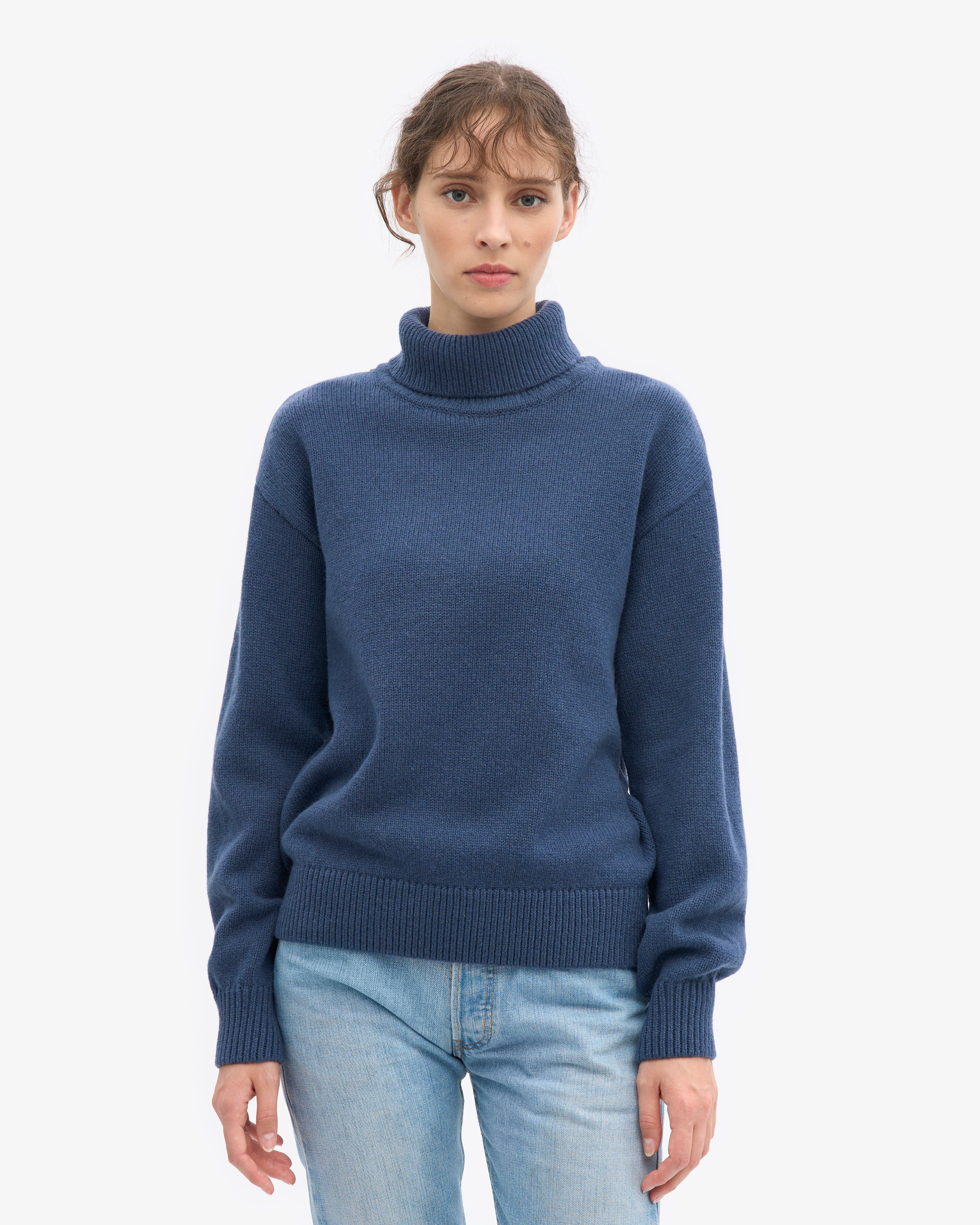 Merino Wool Turtleneck - Petrol Blue