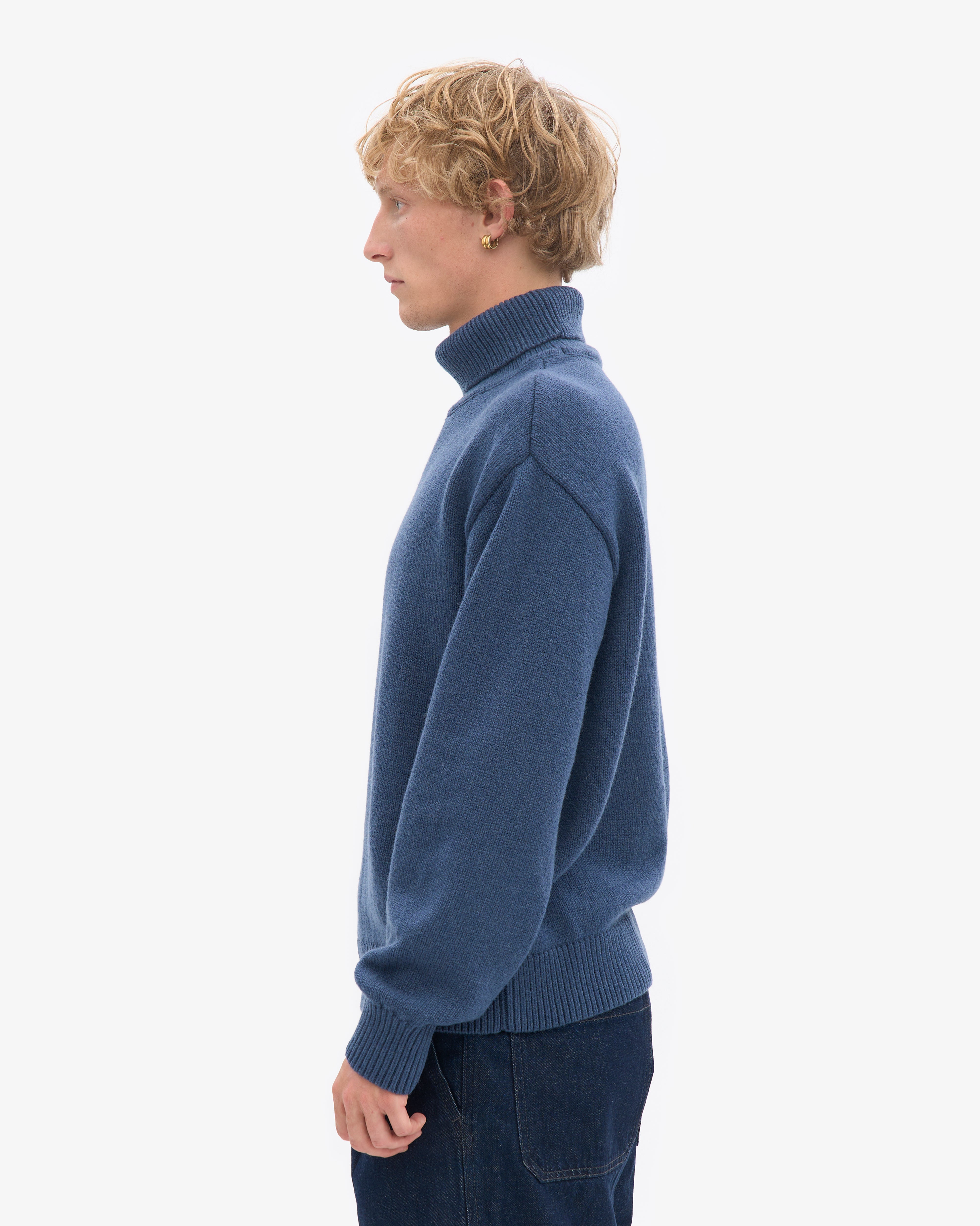 Merino Wool Turtleneck - Petrol Blue