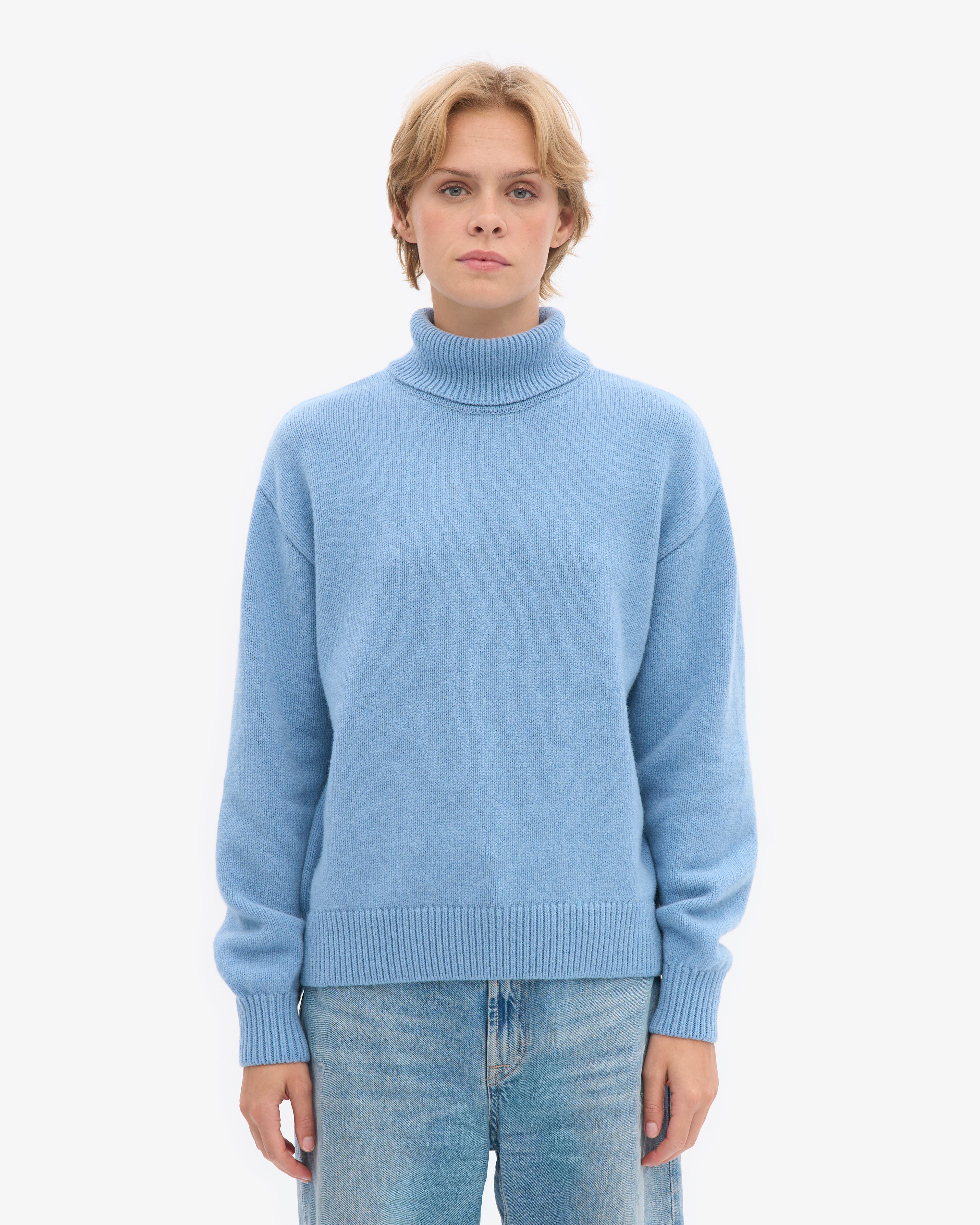 Merino Wool Turtleneck - Seaside Blue