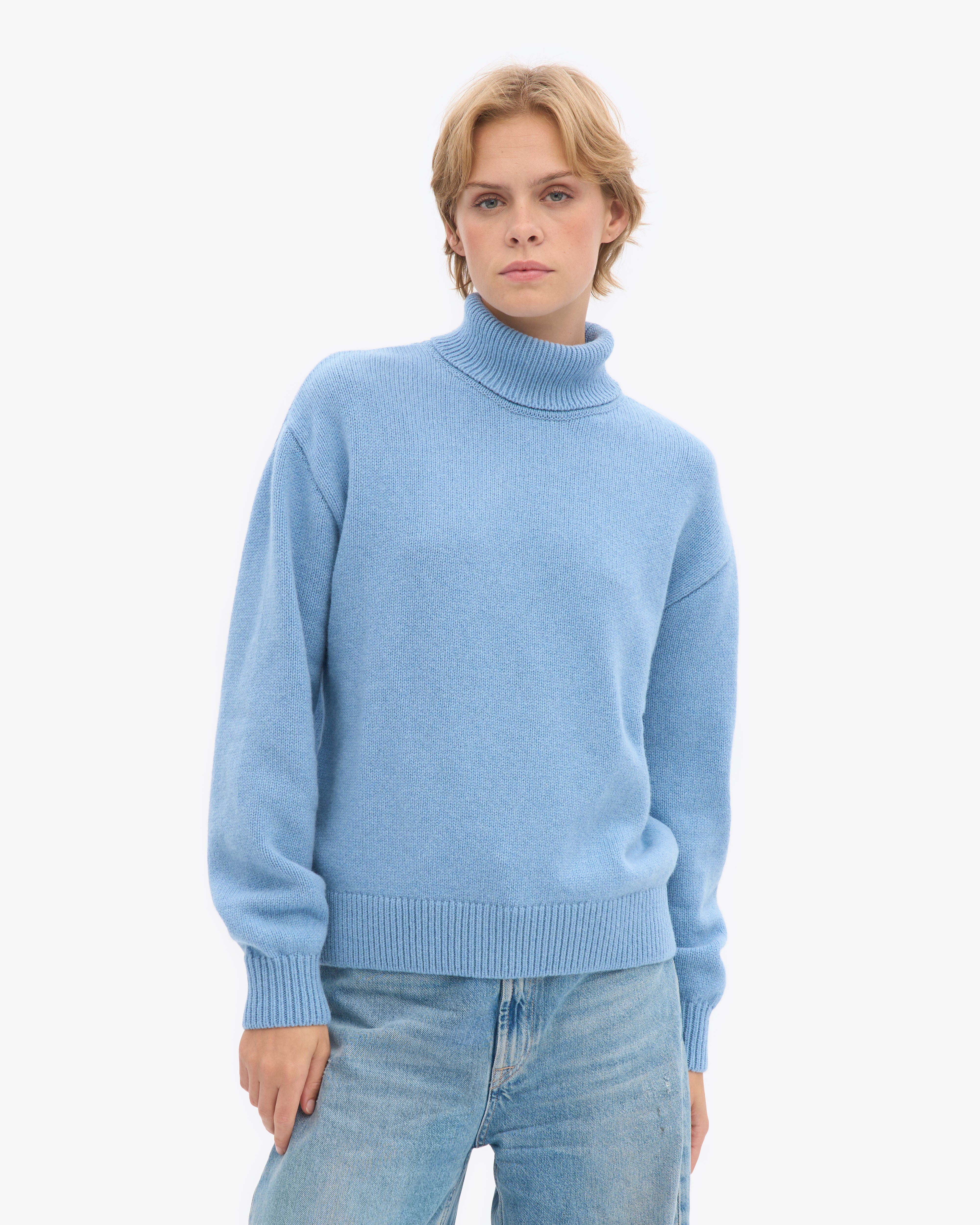 Merino Wool Turtleneck - Seaside Blue
