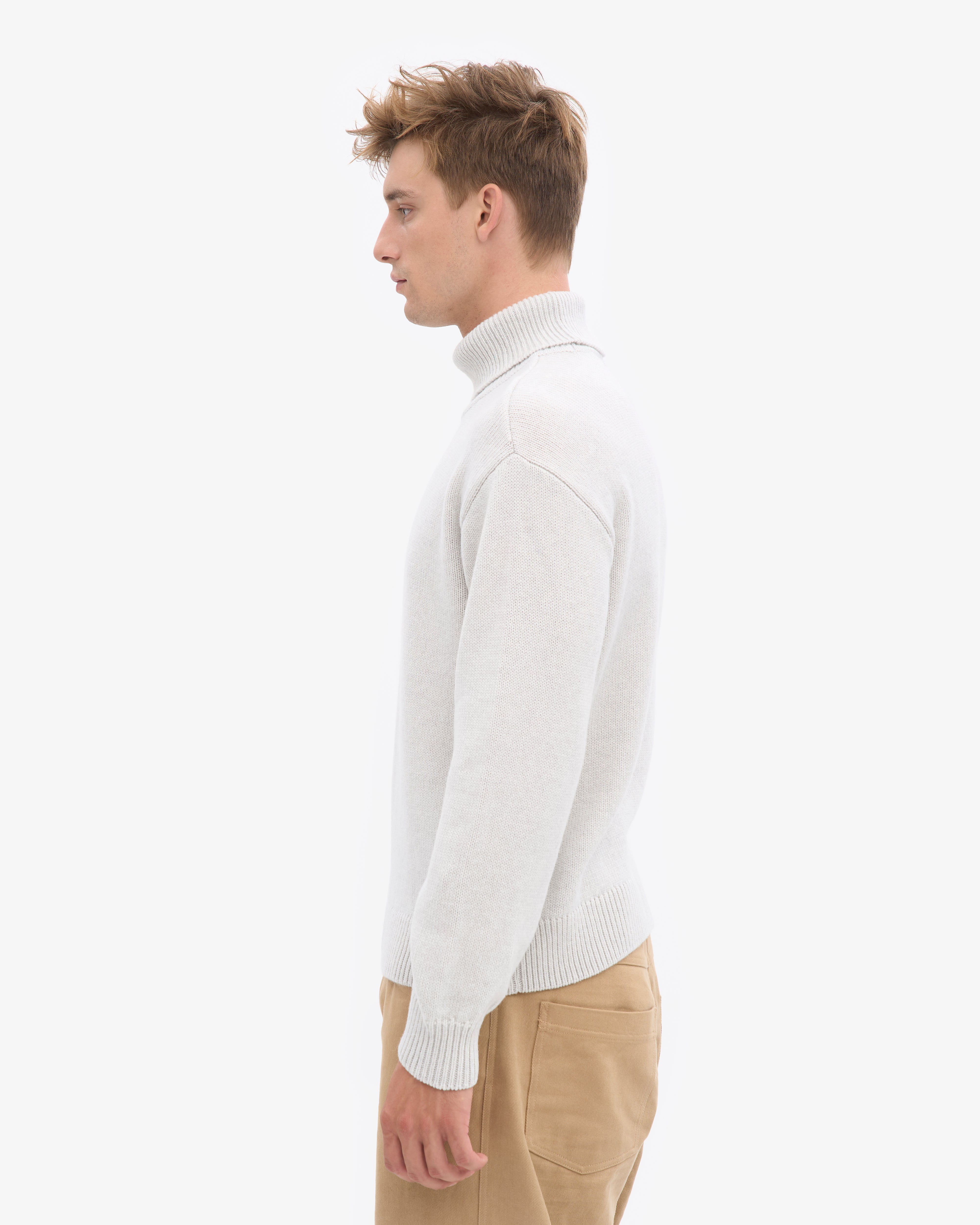 Merino Wool Turtleneck - Snow Melange
