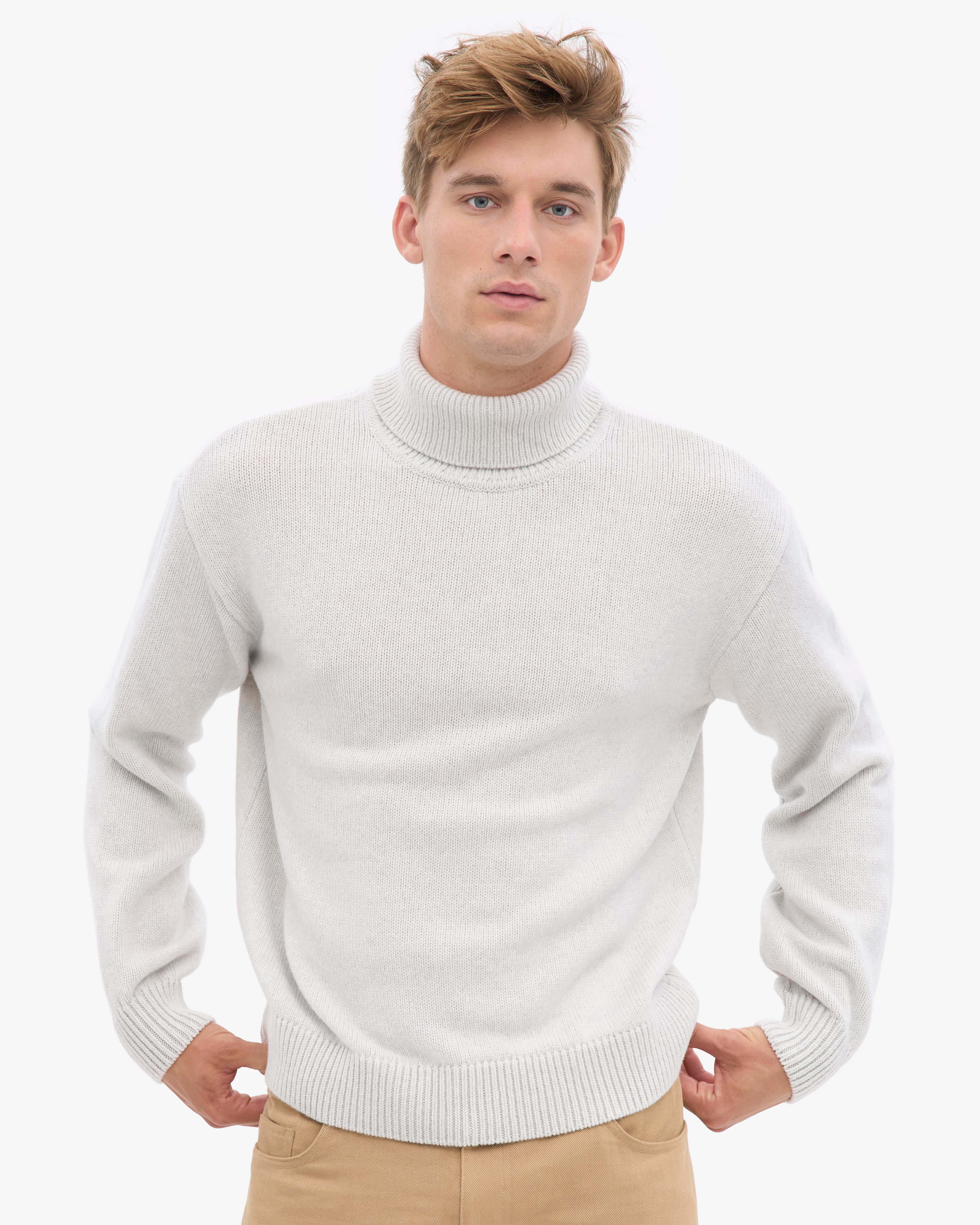 Merino Wool Turtleneck - Snow Melange