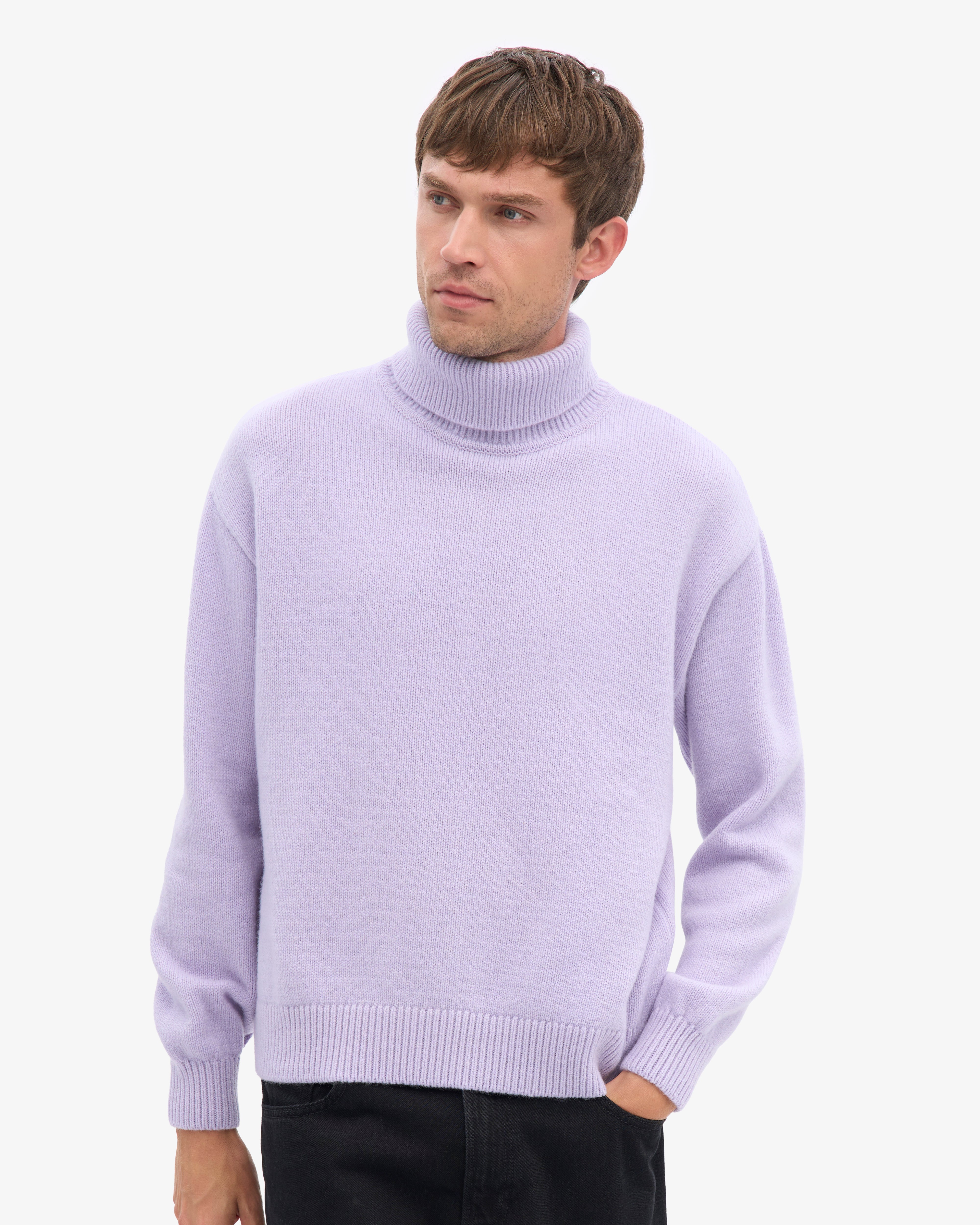 Merino Wool Turtleneck - Soft Lavender