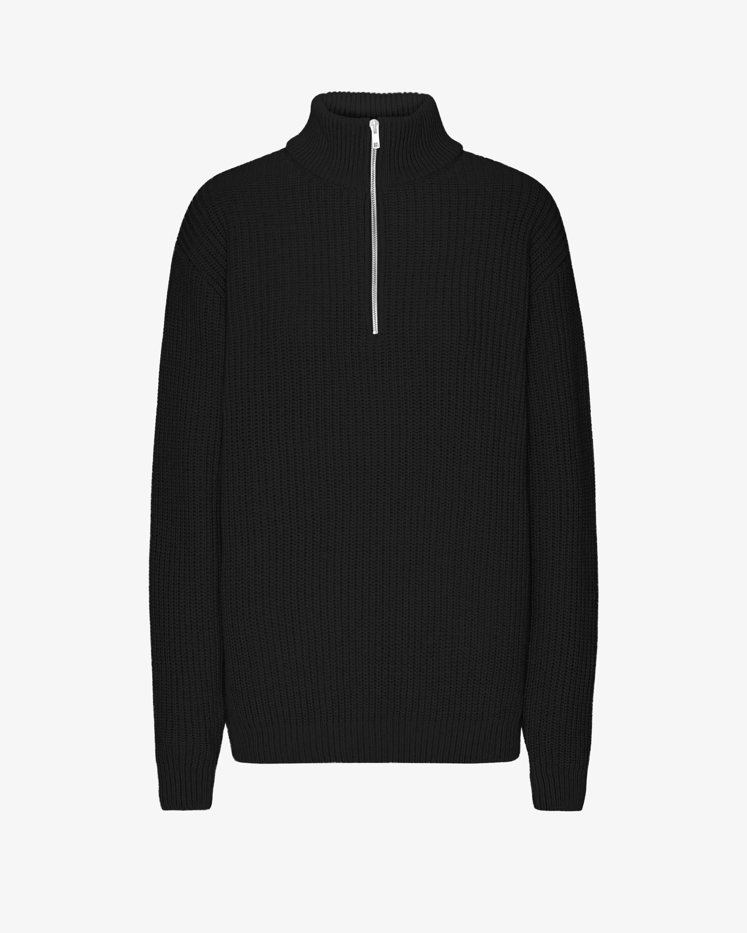 Merino Quarter Zip - Deep Black