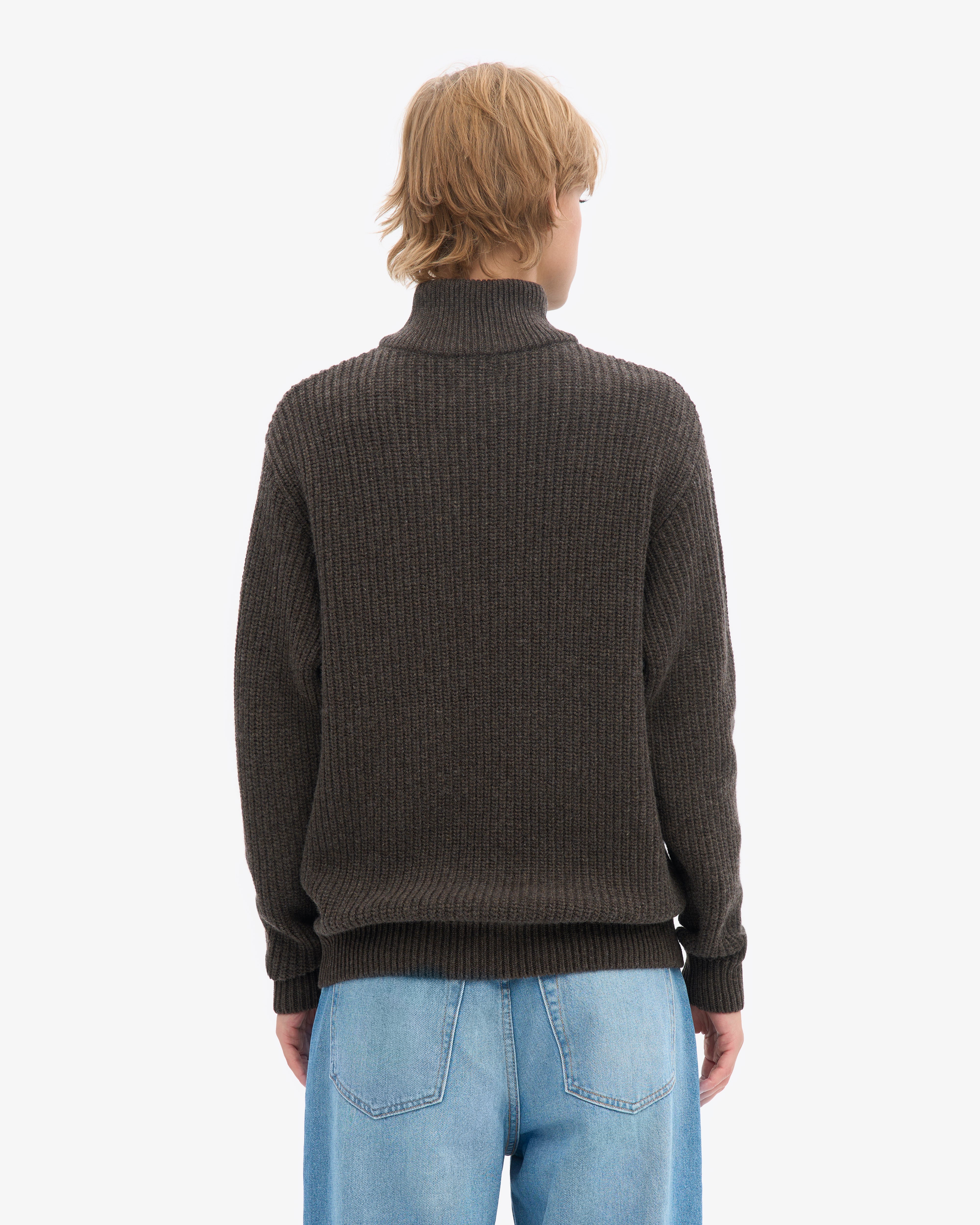 Merino Quarter Zip - Coffee Brown