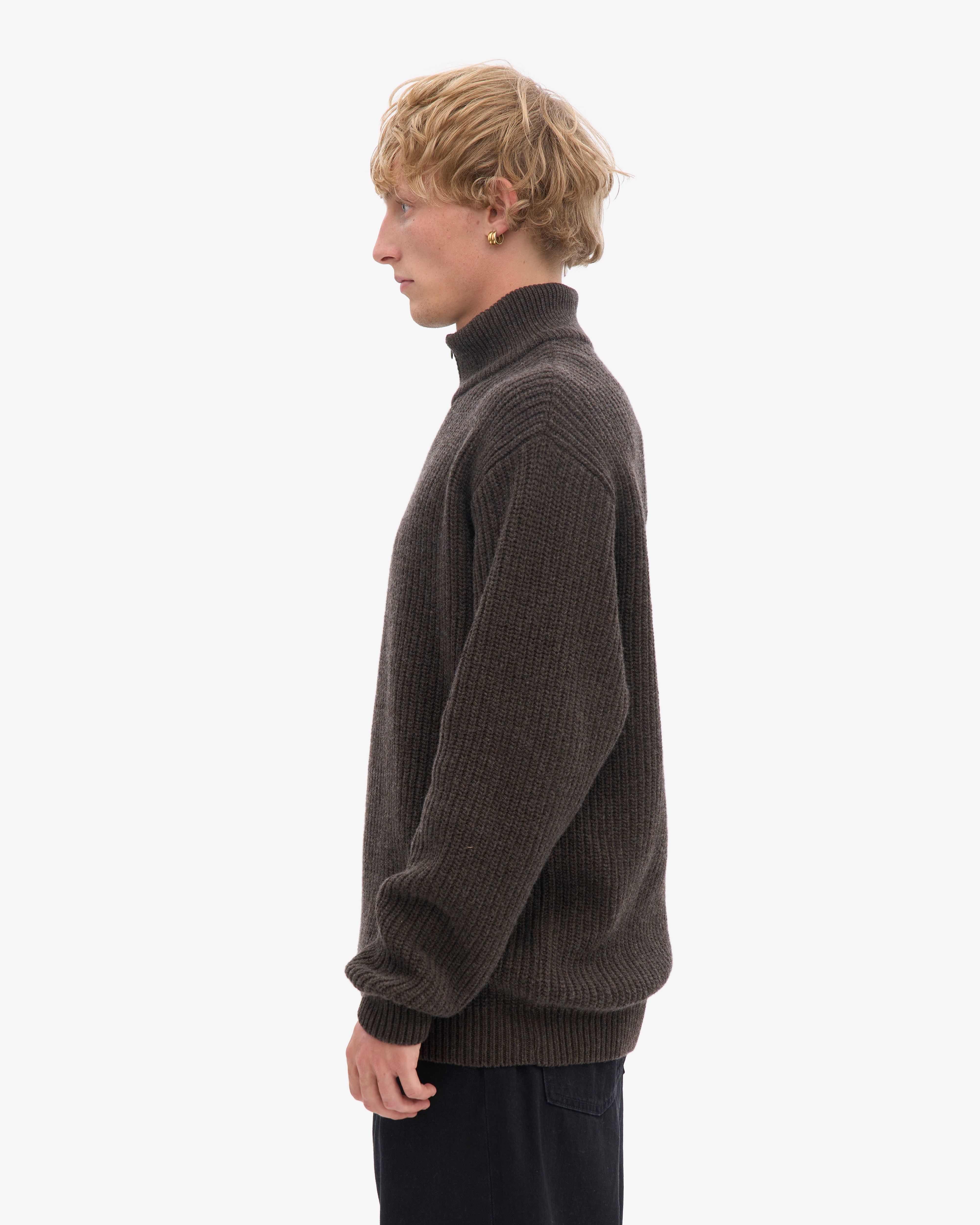 Merino Quarter Zip - Coffee Brown