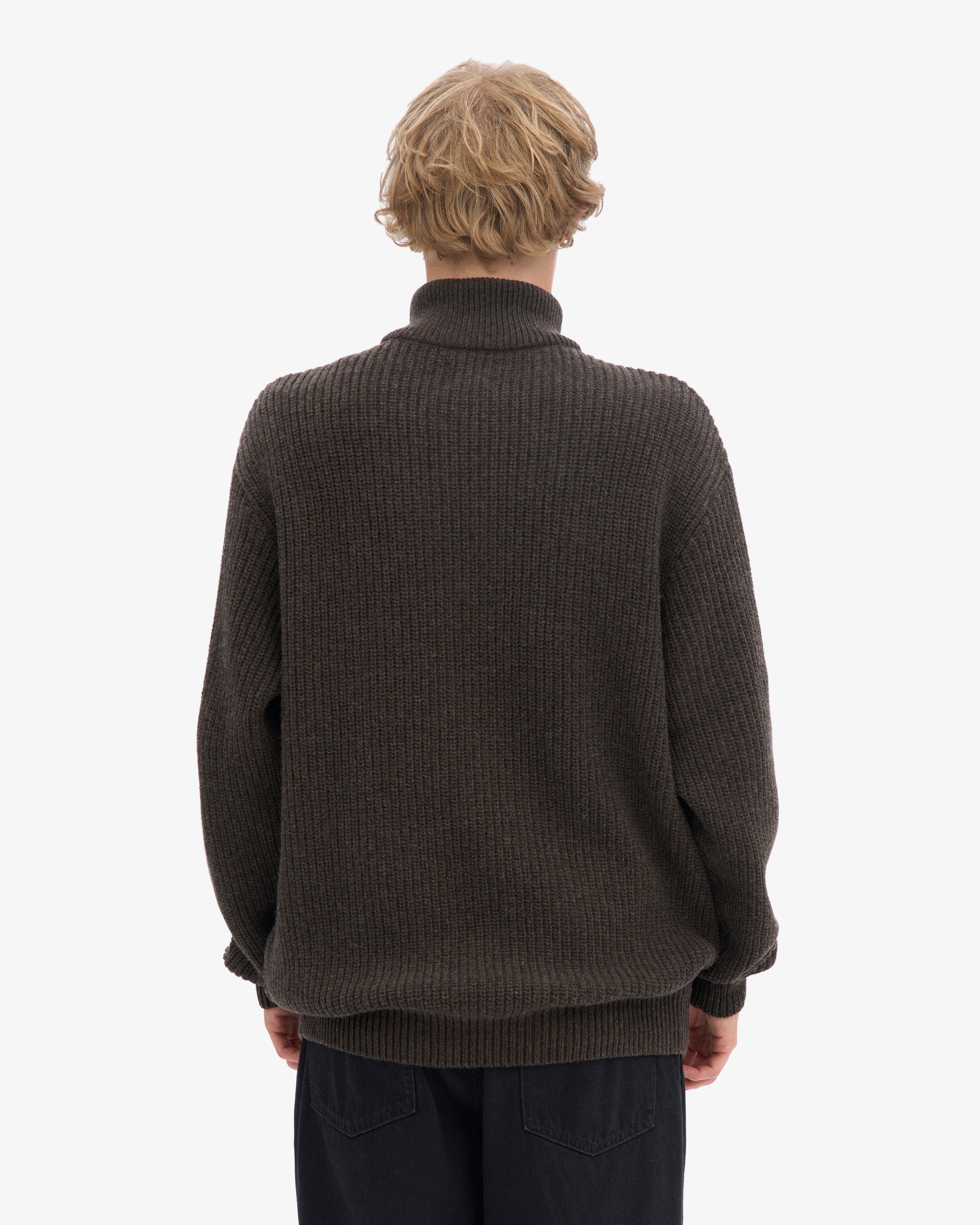 Merino Quarter Zip - Coffee Brown