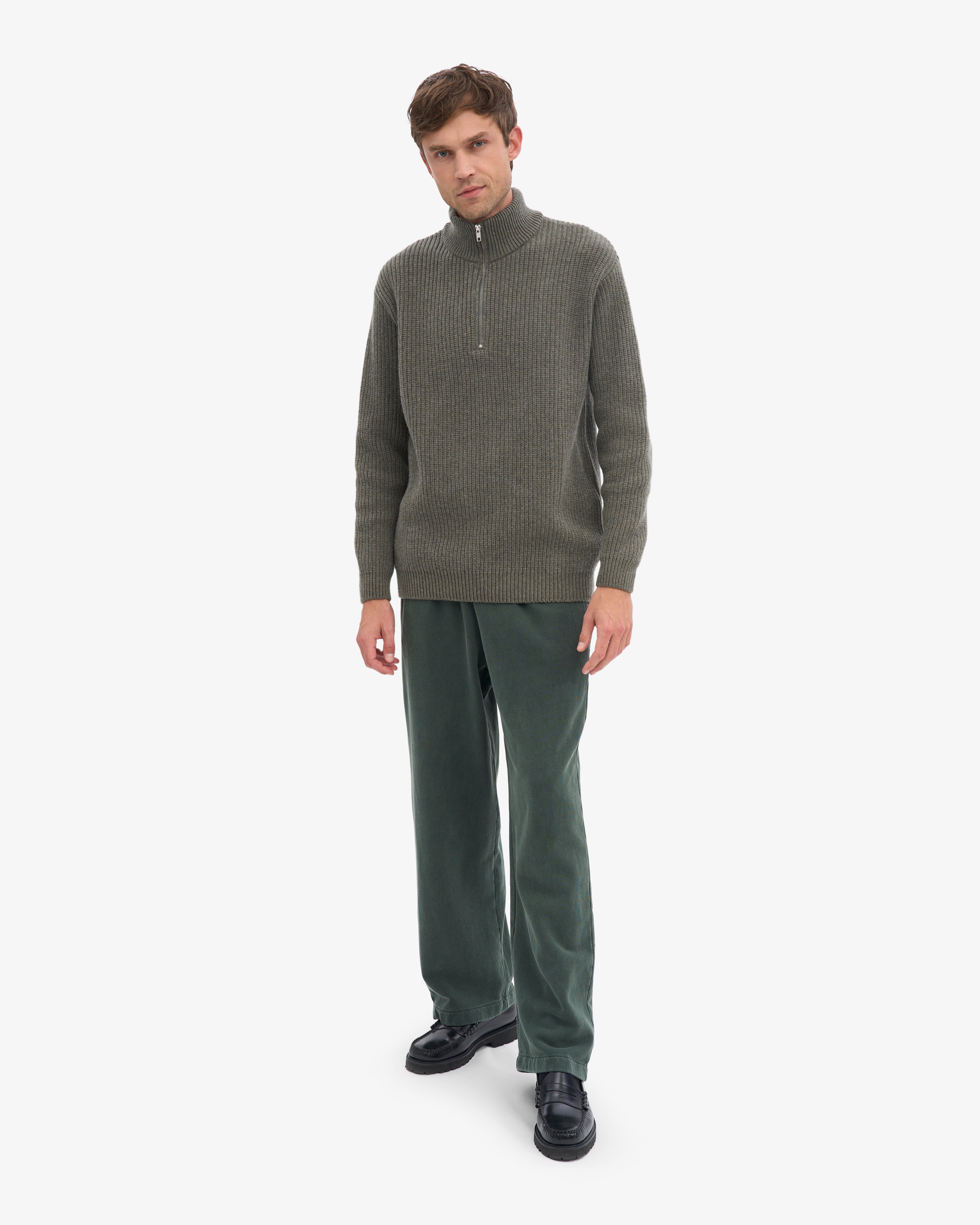 Merino Quarter Zip - Dusty Olive