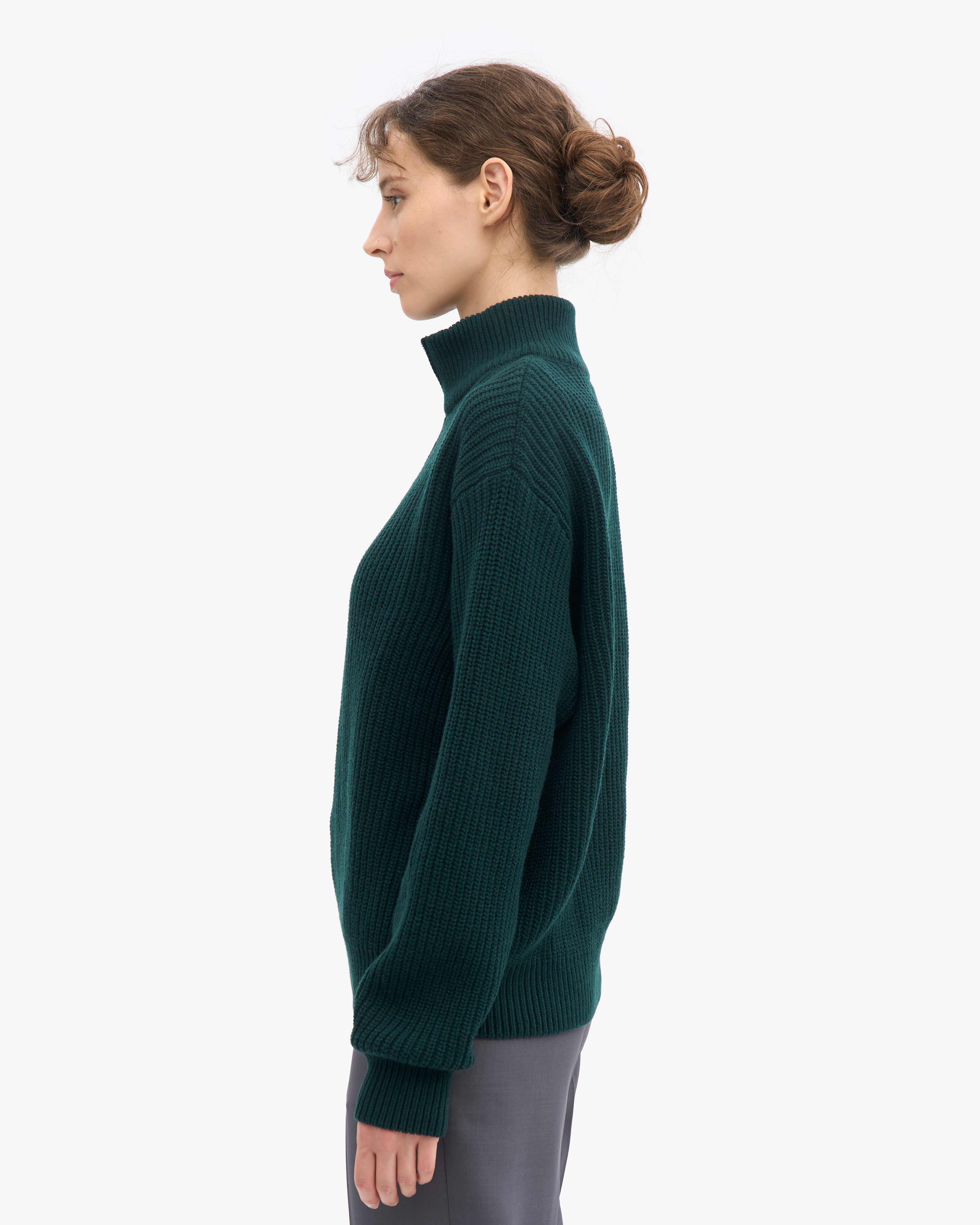 Merino Quarter Zip - Emerald Green