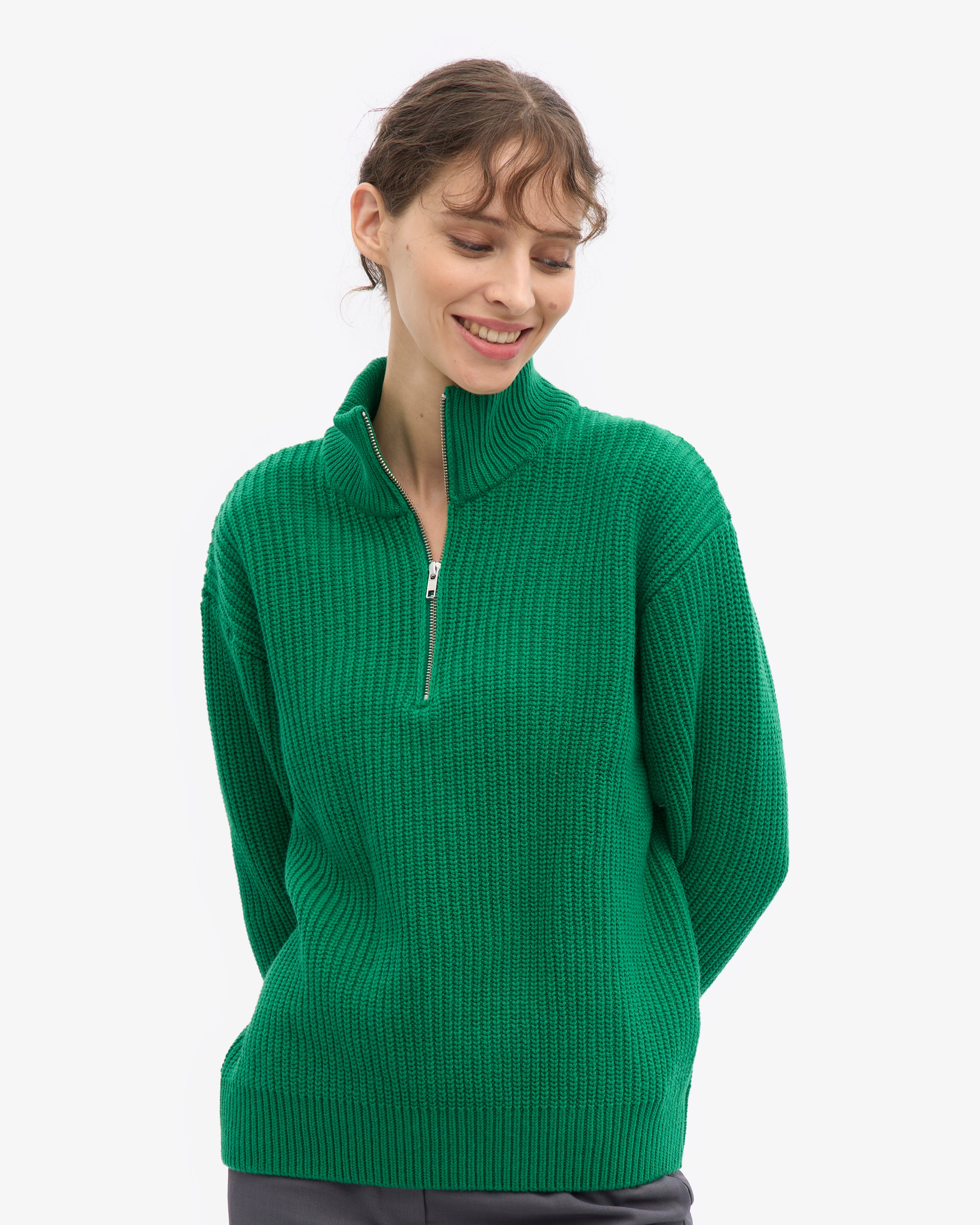 Merino Quarter Zip - Kelly Green