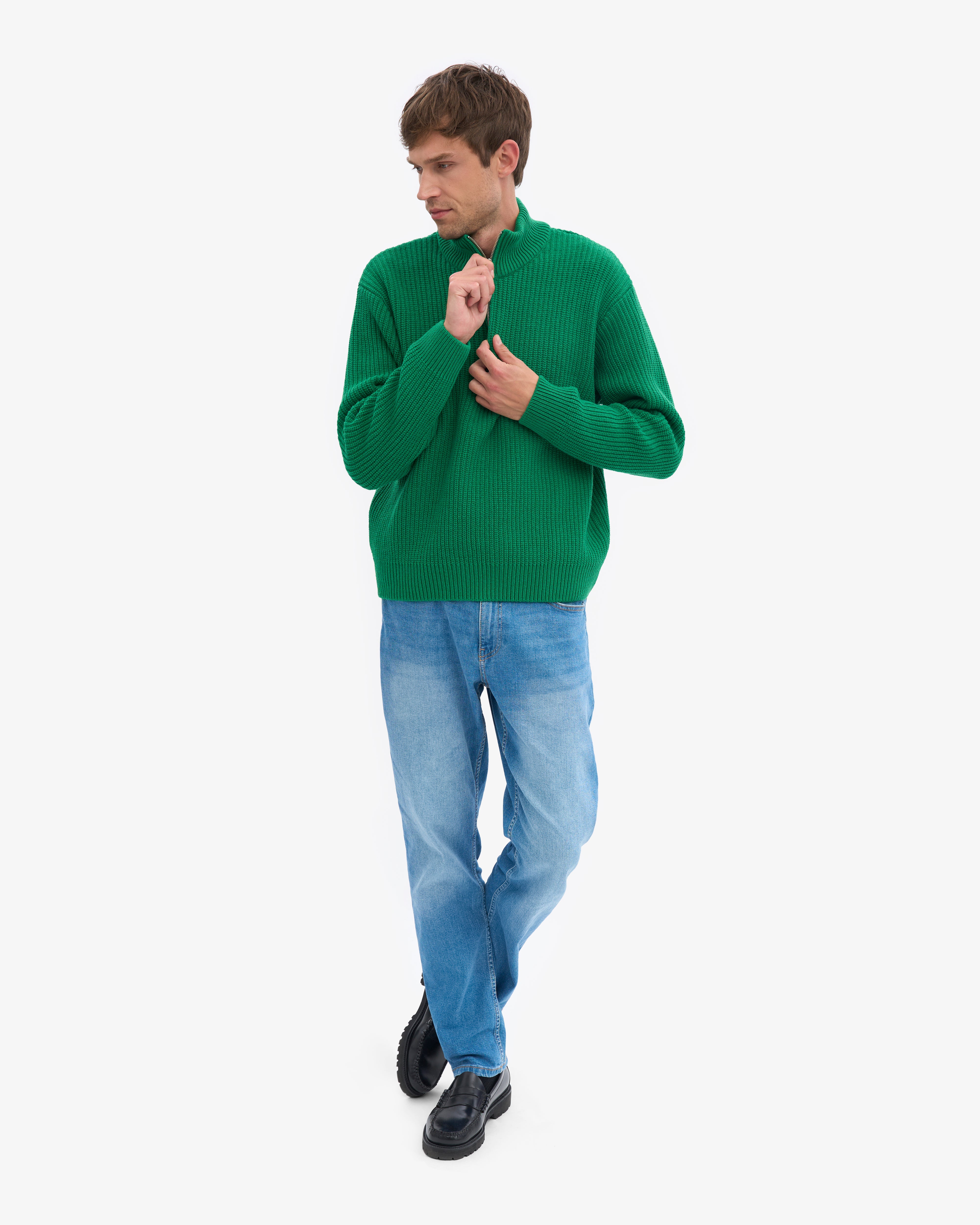 Merino Quarter Zip - Kelly Green