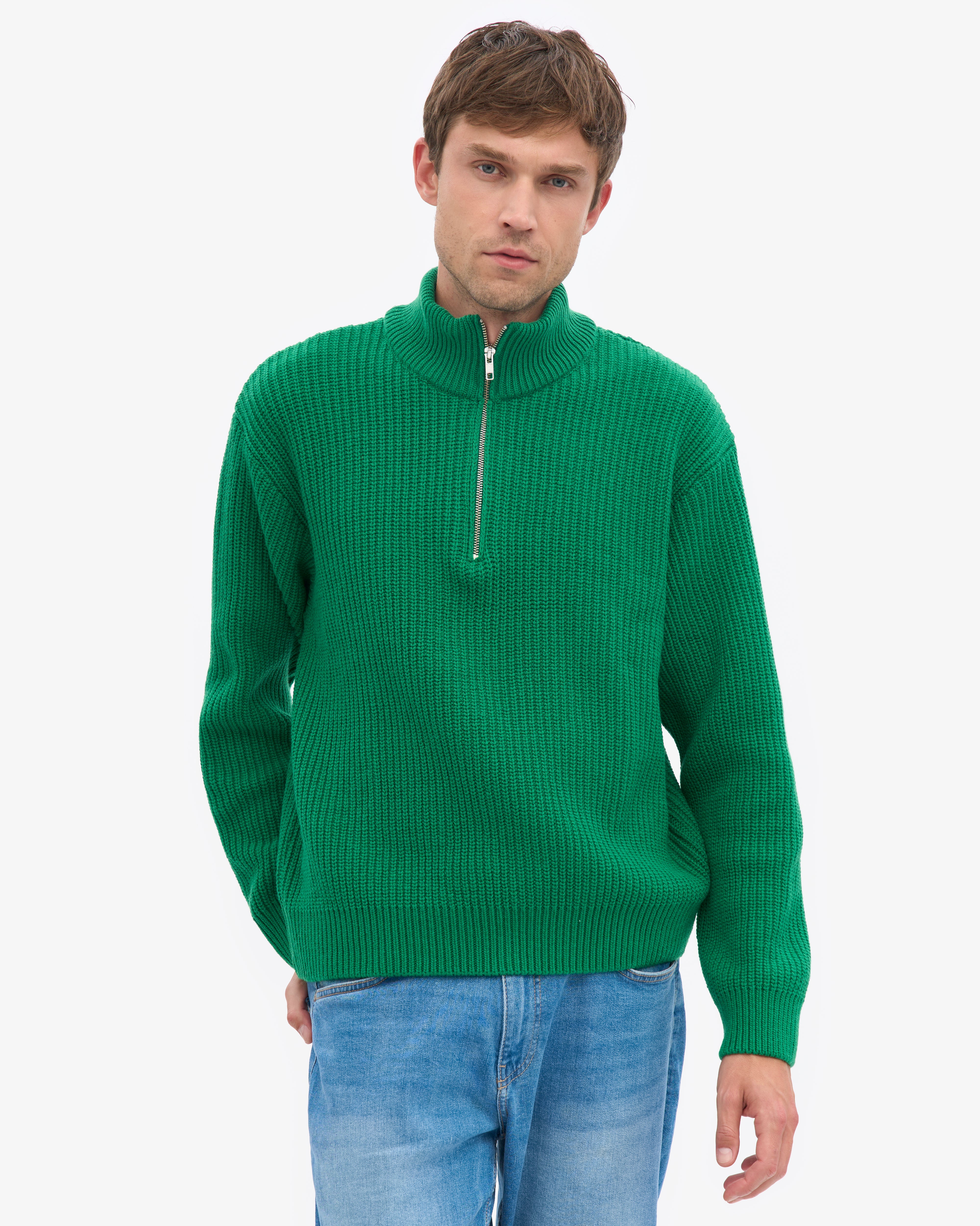 Merino Quarter Zip - Kelly Green