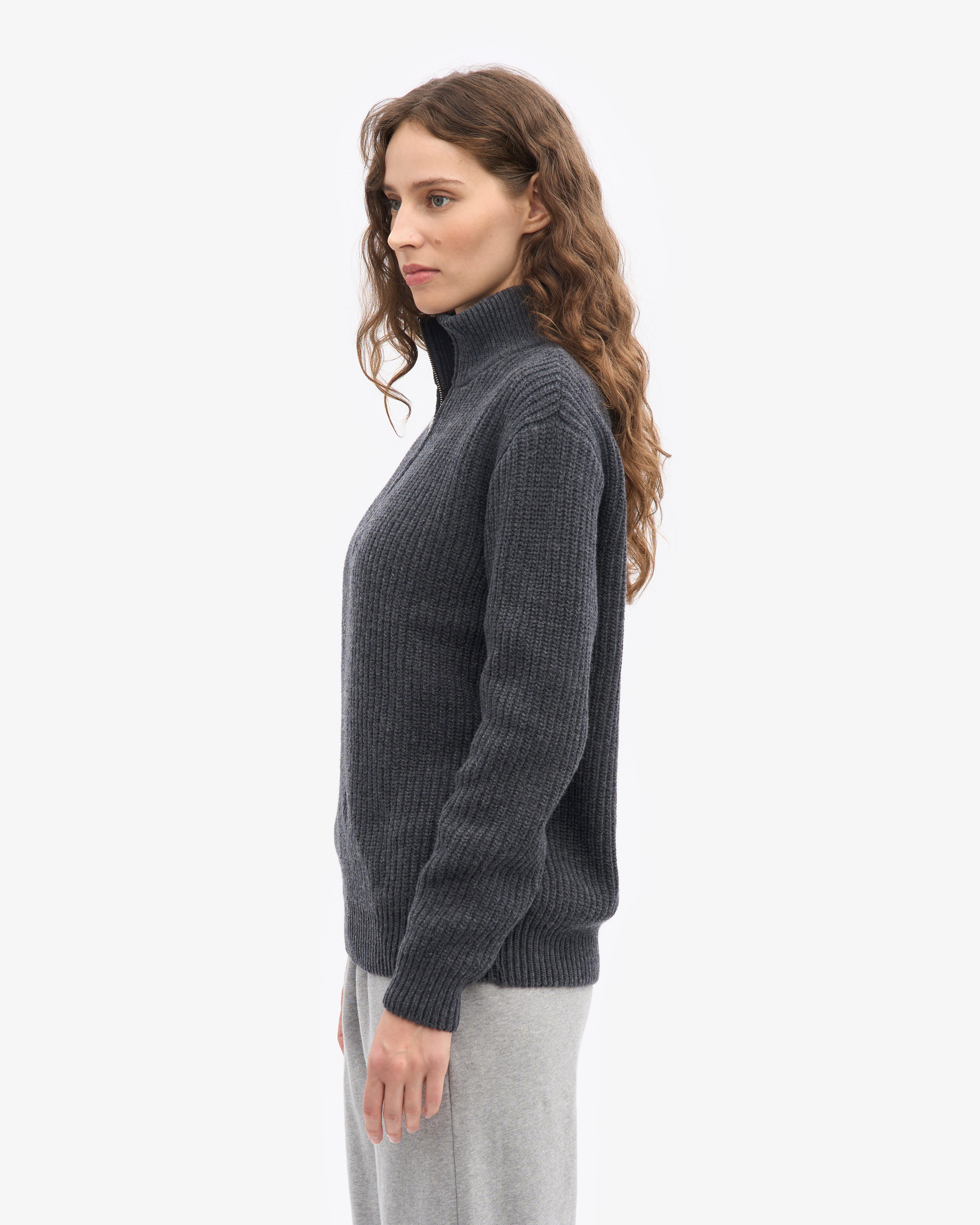 Merino Quarter Zip - Lava Grey