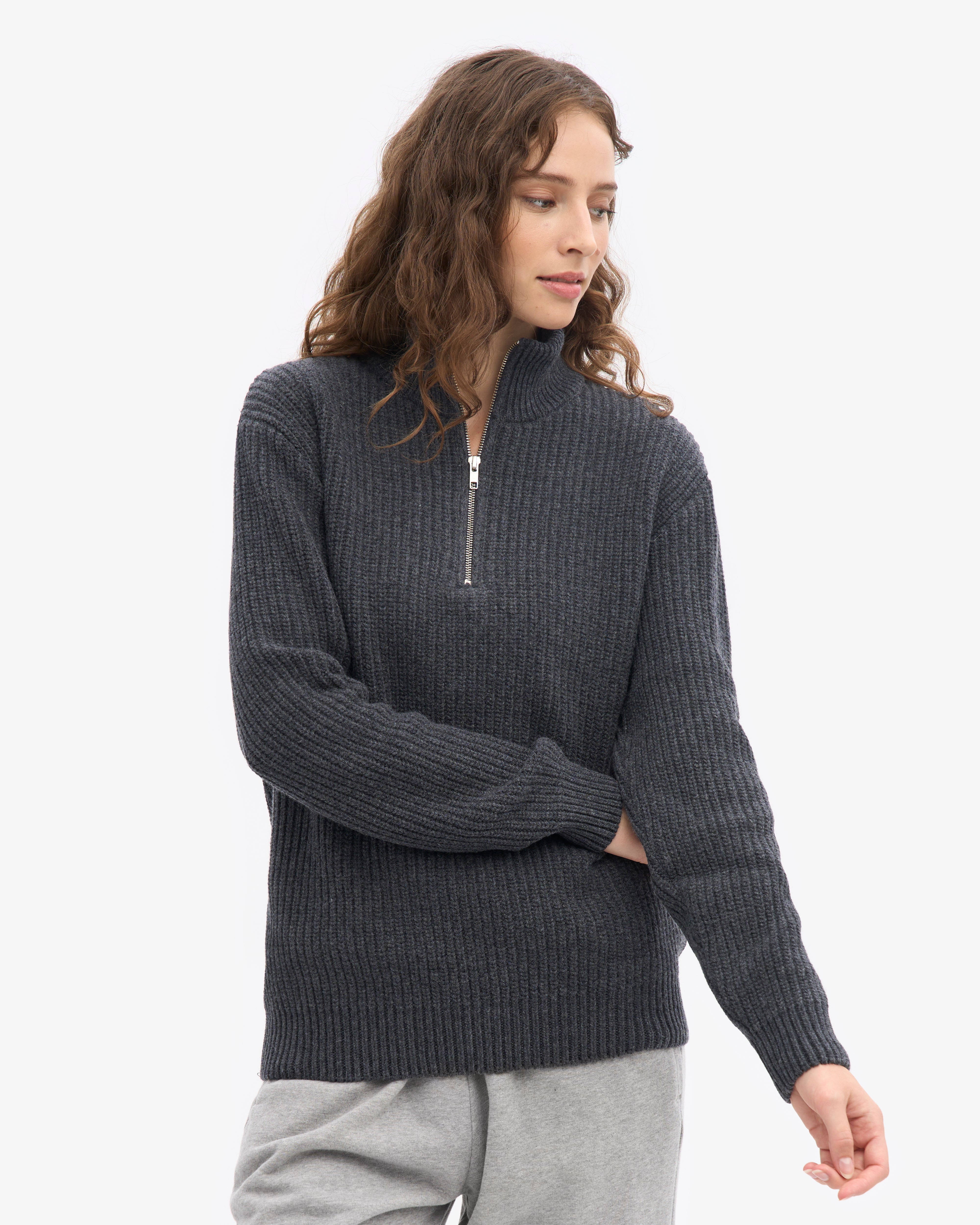 Merino Quarter Zip - Lava Grey