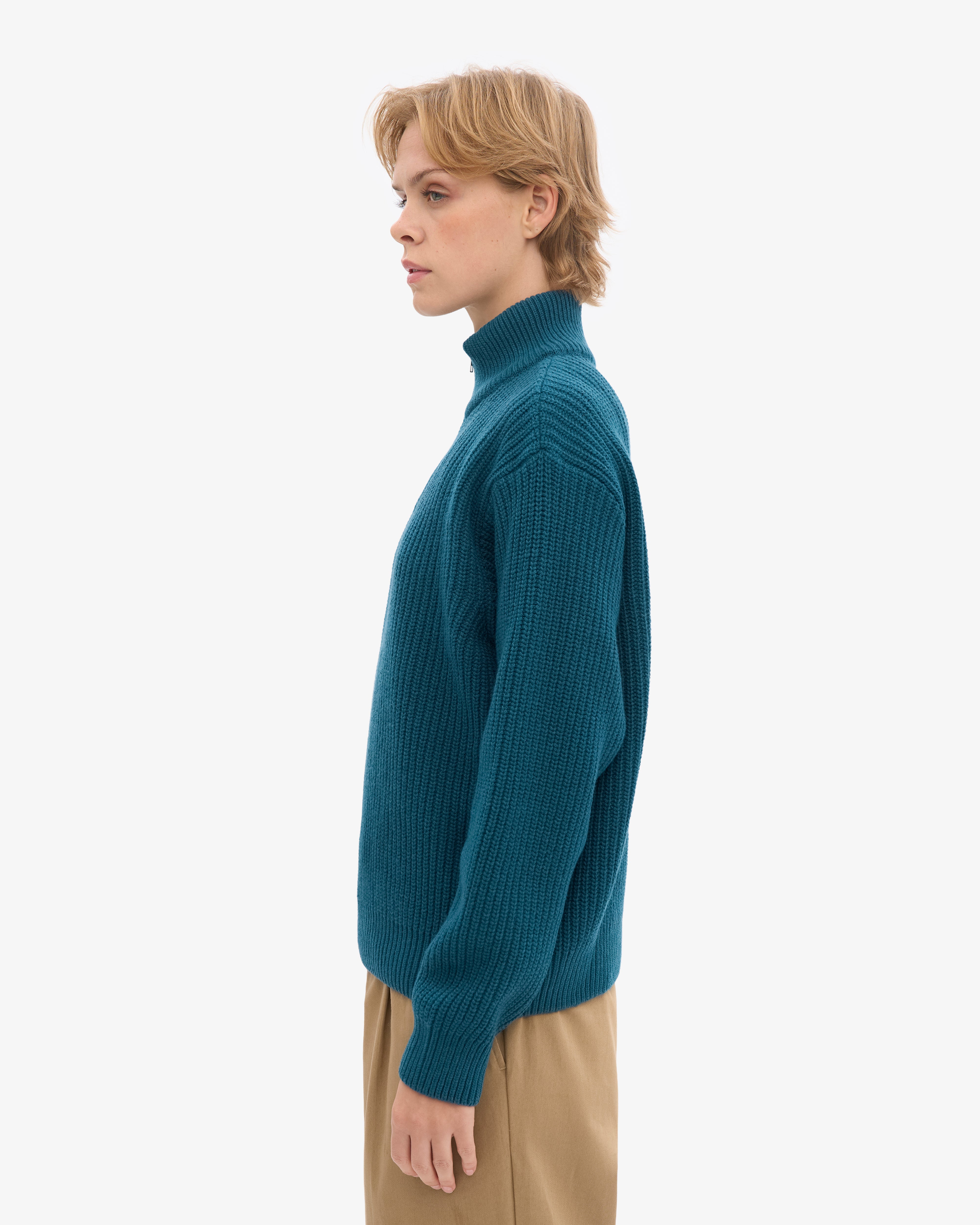 Merino Quarter Zip - Ocean Green