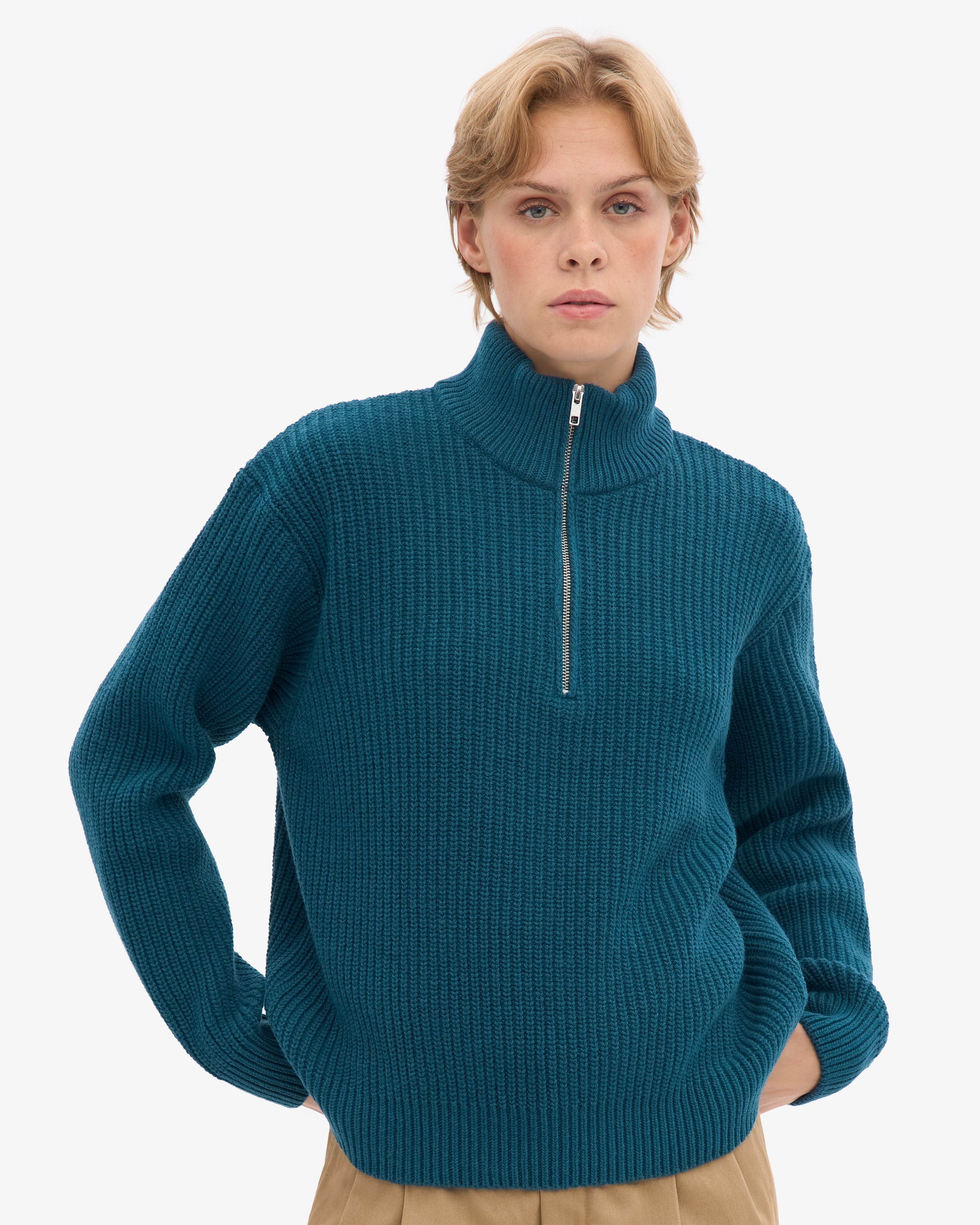 Merino Quarter Zip - Ocean Green