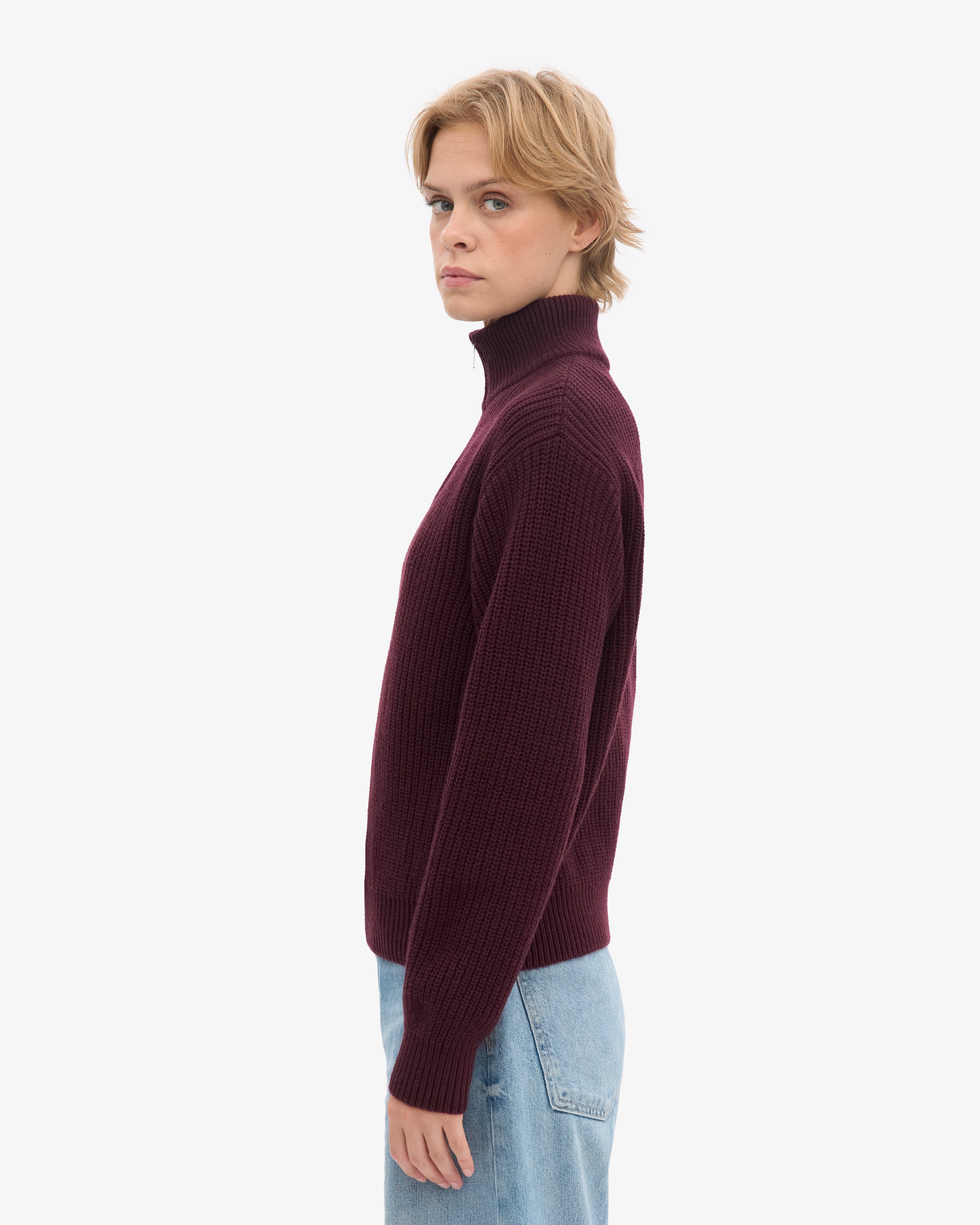 Merino Quarter Zip - Oxblood Red