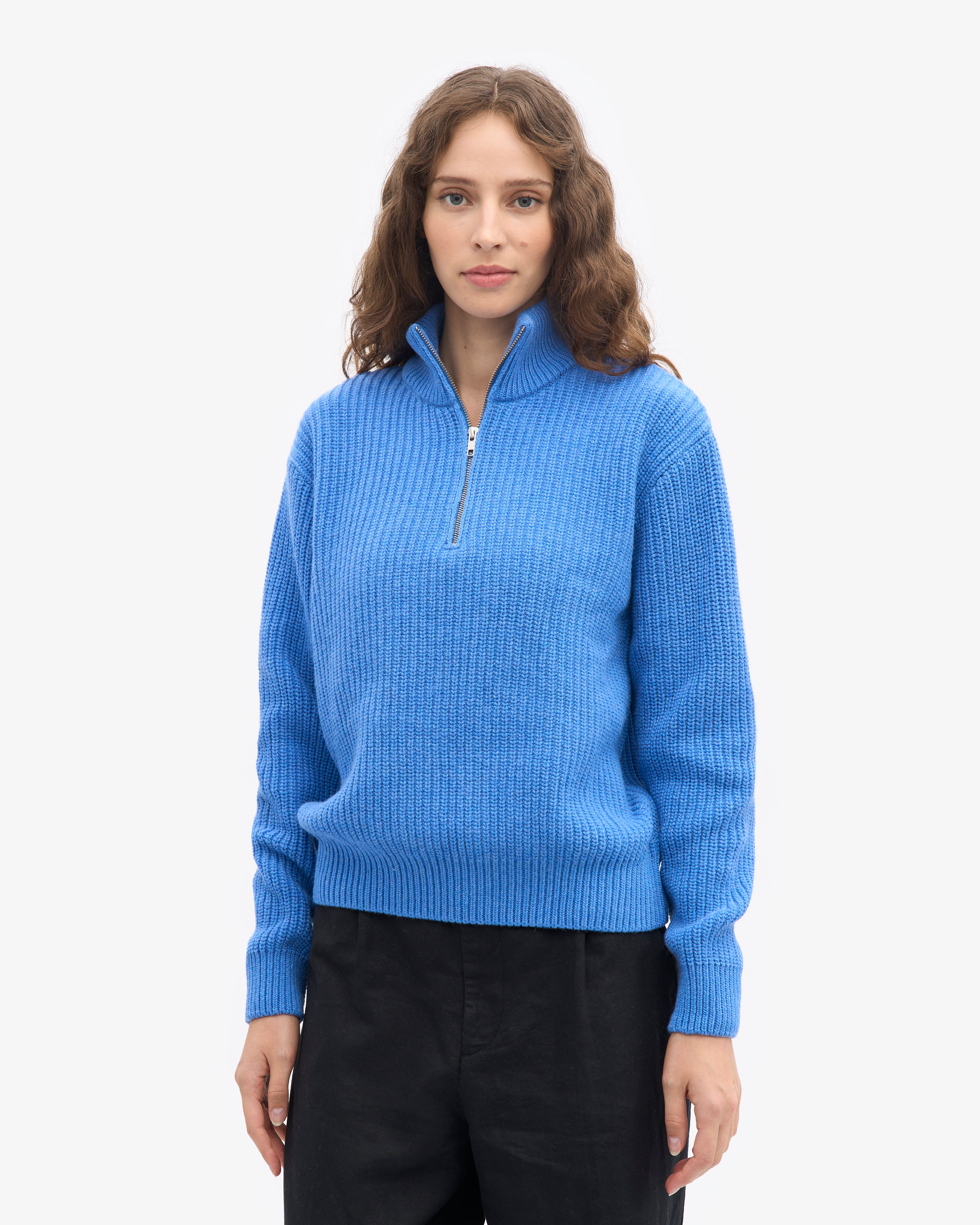 Merino Quarter Zip - Pacific Blue