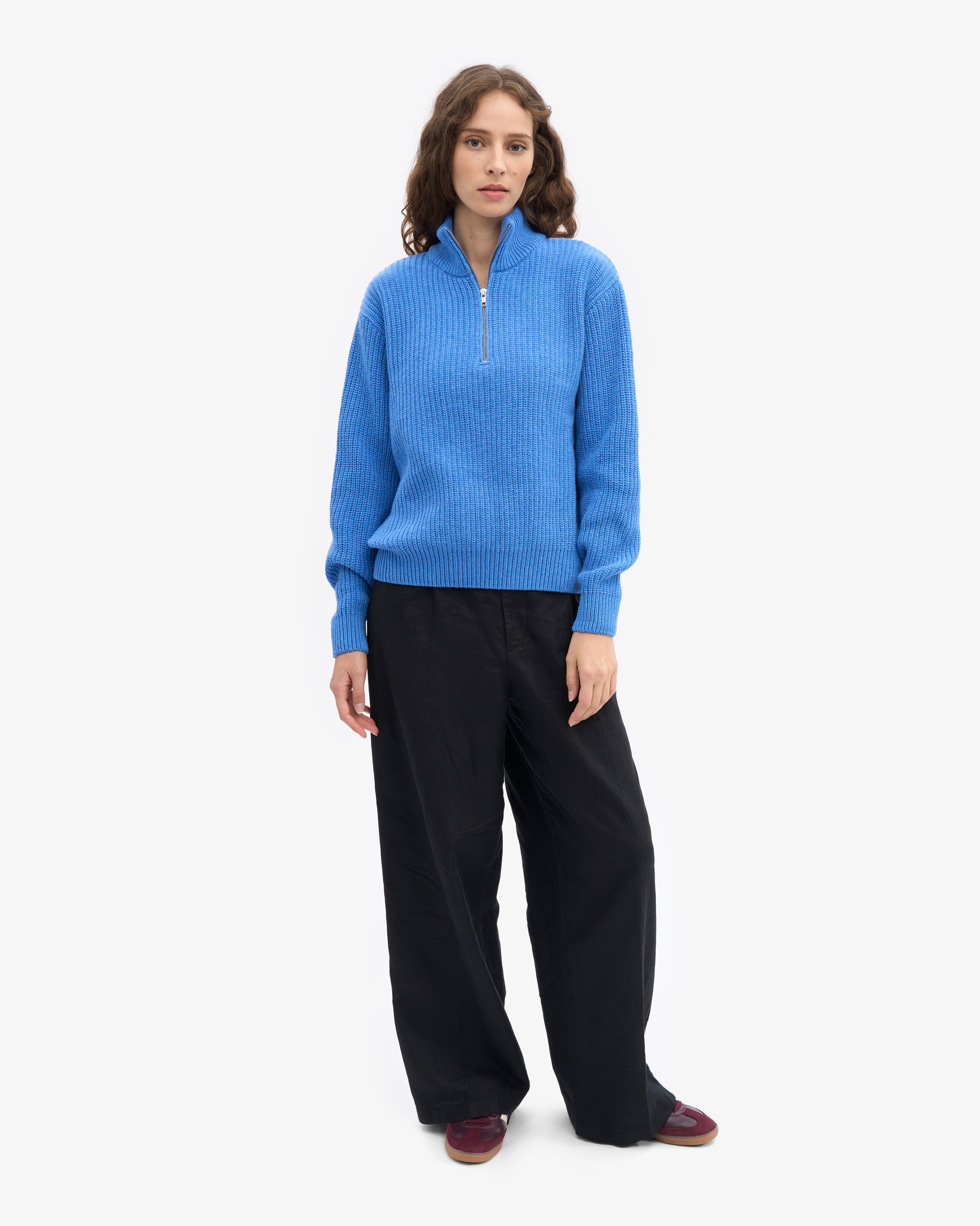 Merino Quarter Zip - Pacific Blue