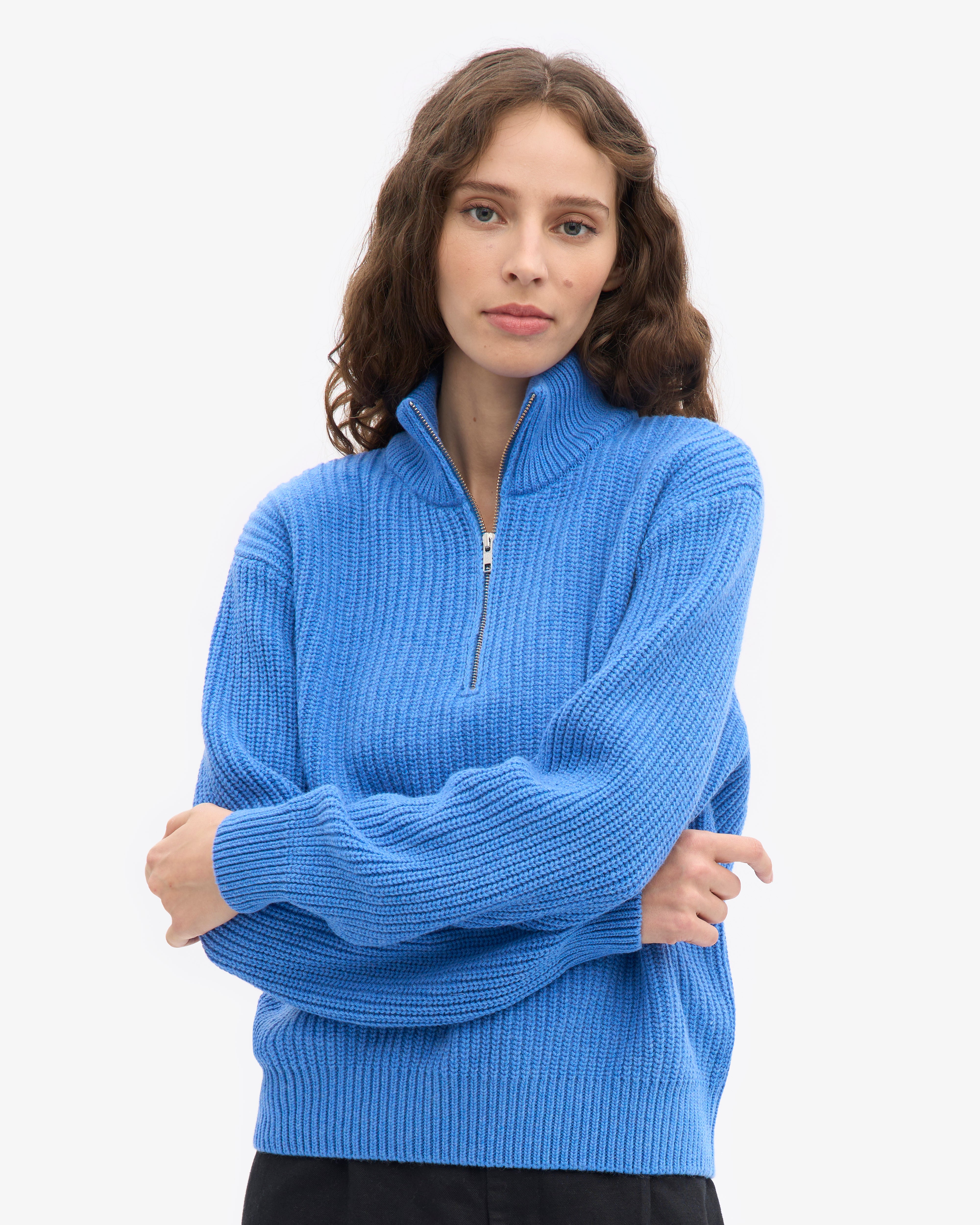 Merino Quarter Zip - Pacific Blue