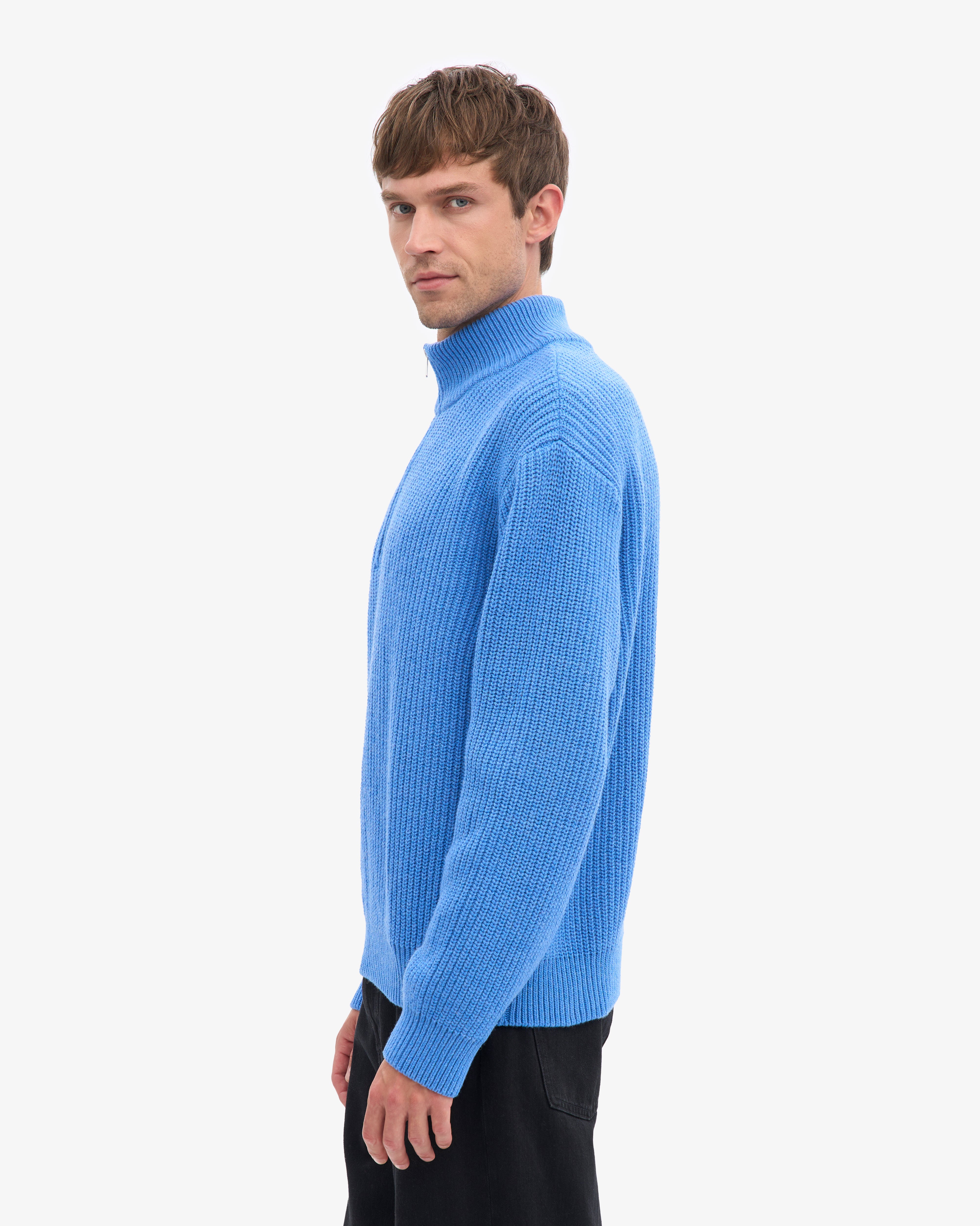 Merino Quarter Zip - Pacific Blue