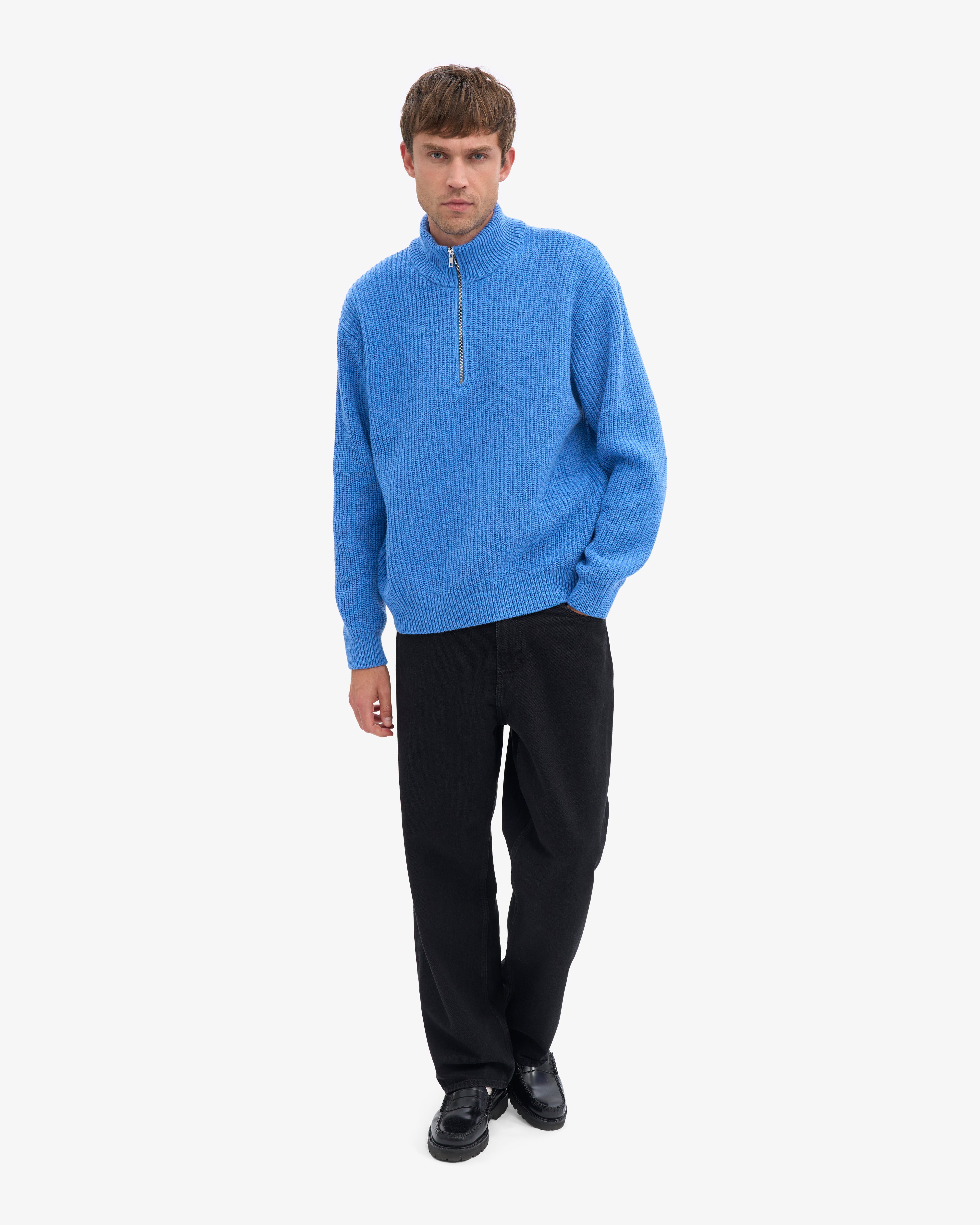 Merino Quarter Zip - Pacific Blue