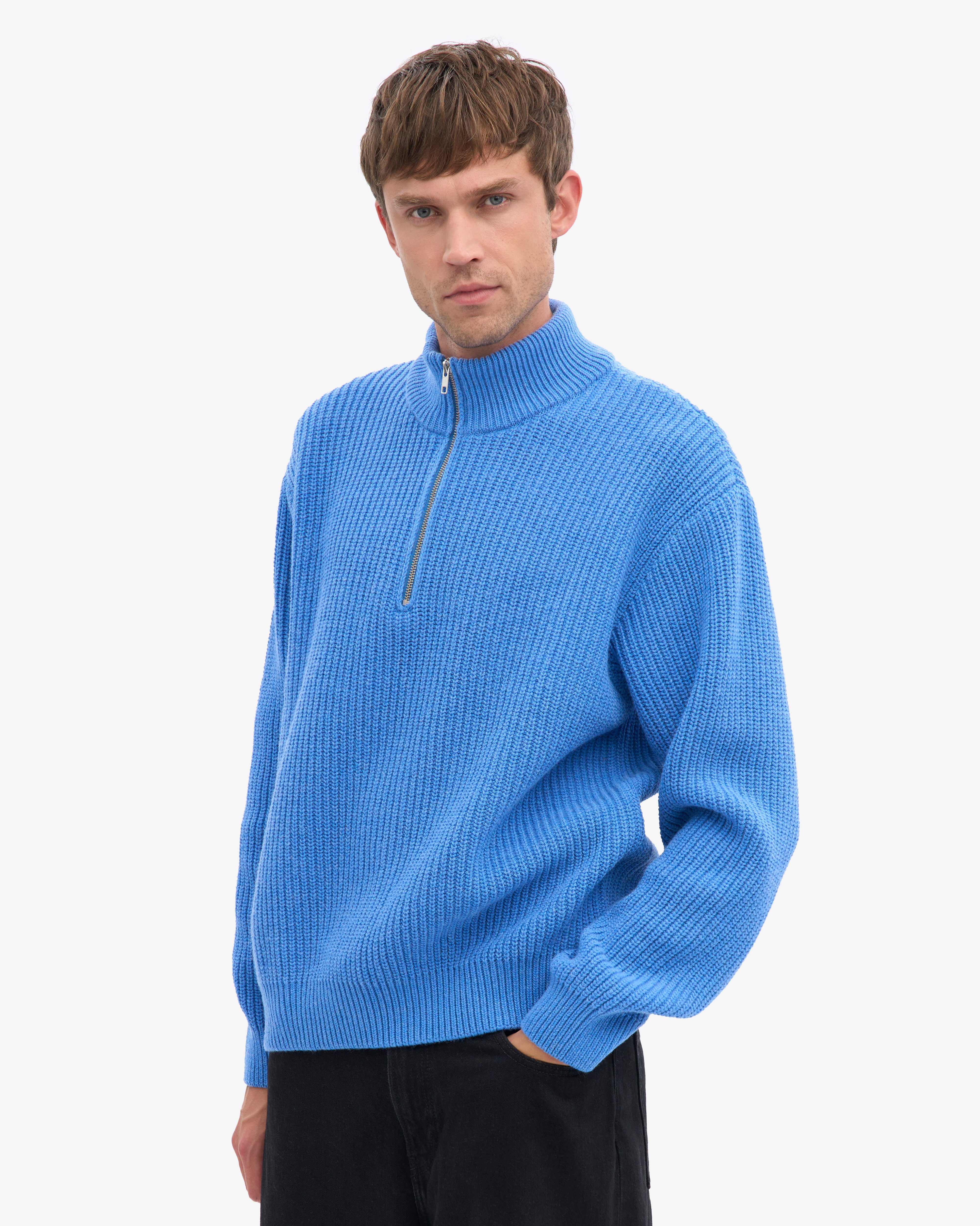 Merino Quarter Zip - Pacific Blue