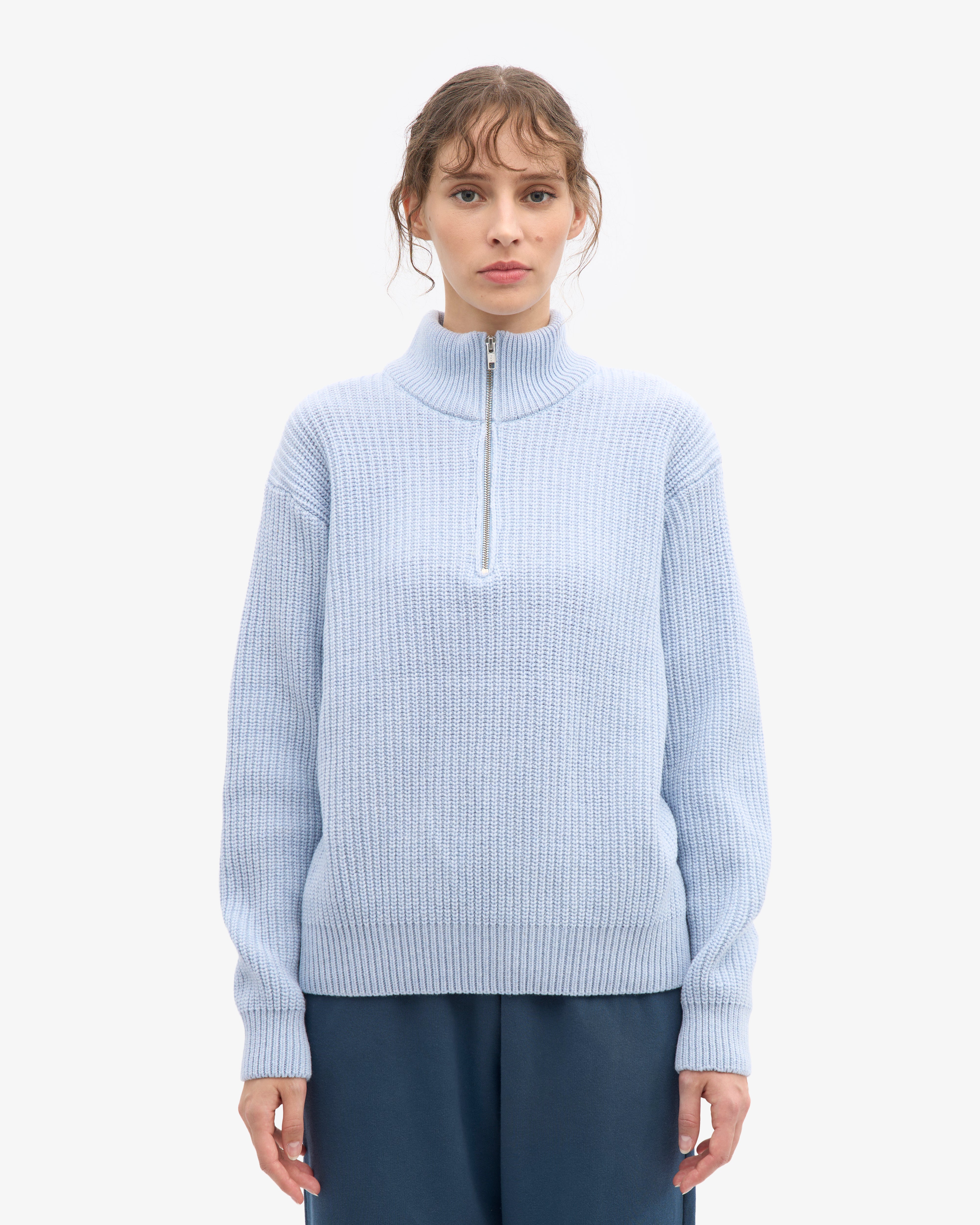 Merino Quarter Zip - Polar Blue