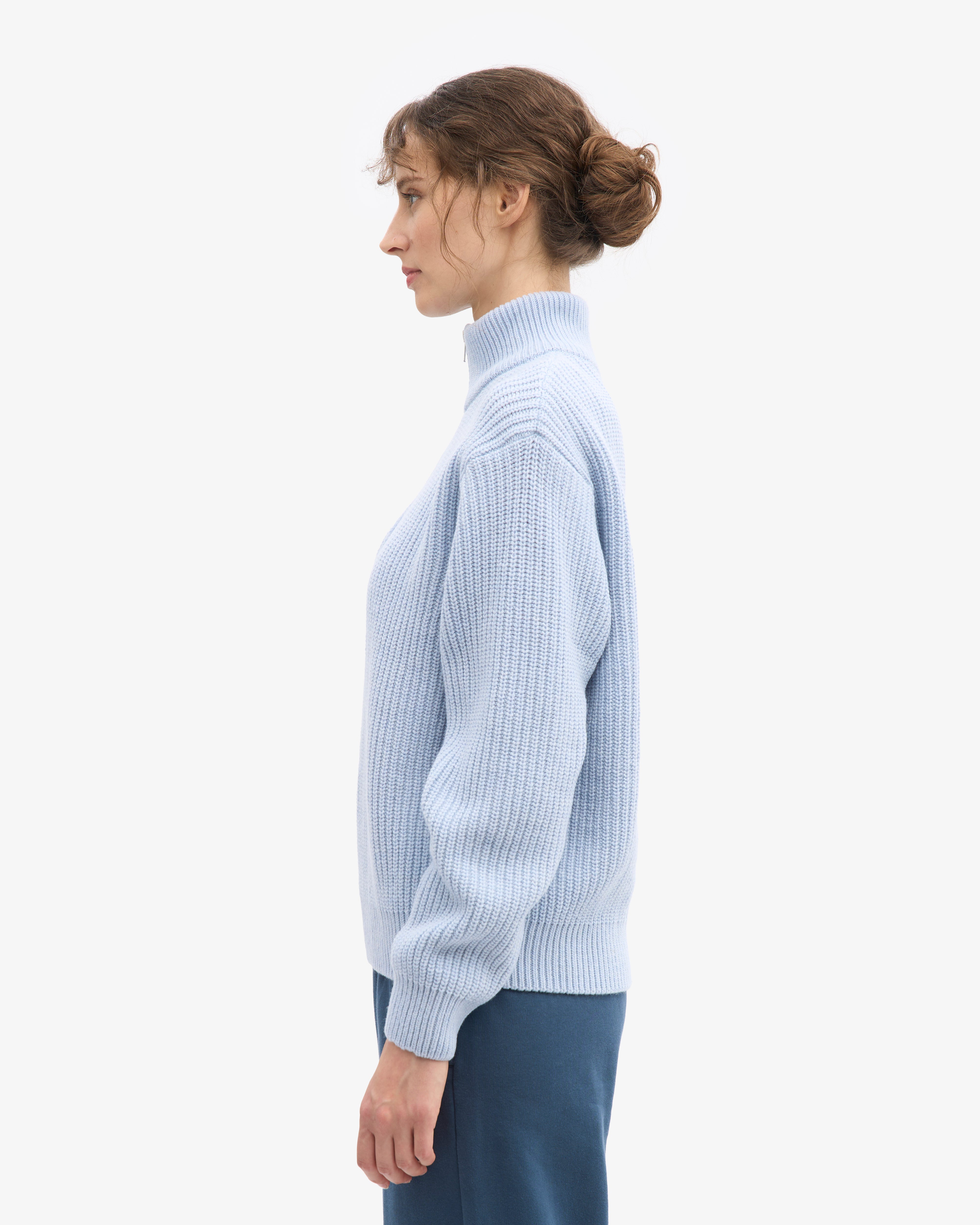 Merino Quarter Zip - Polar Blue