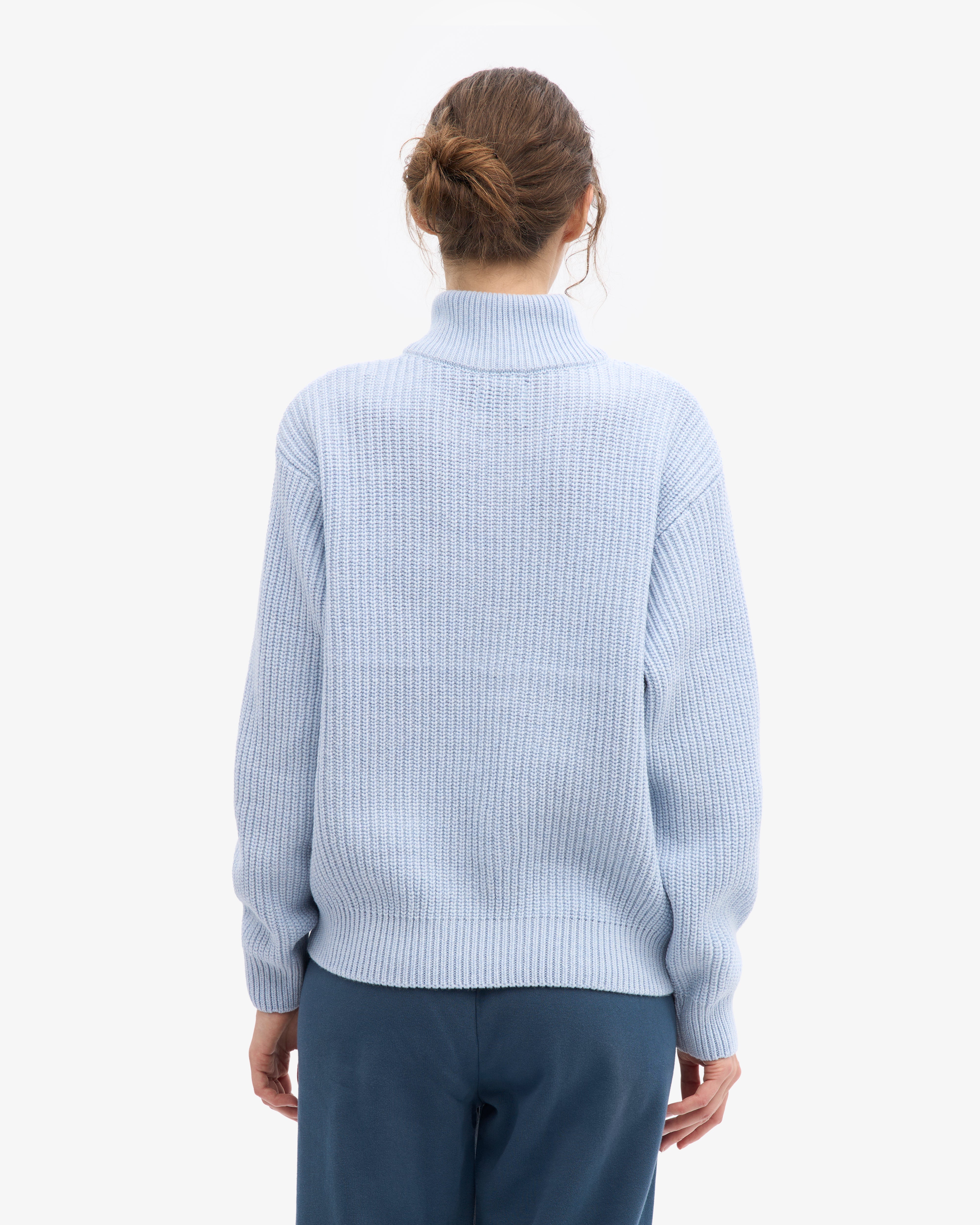 Merino Quarter Zip - Polar Blue