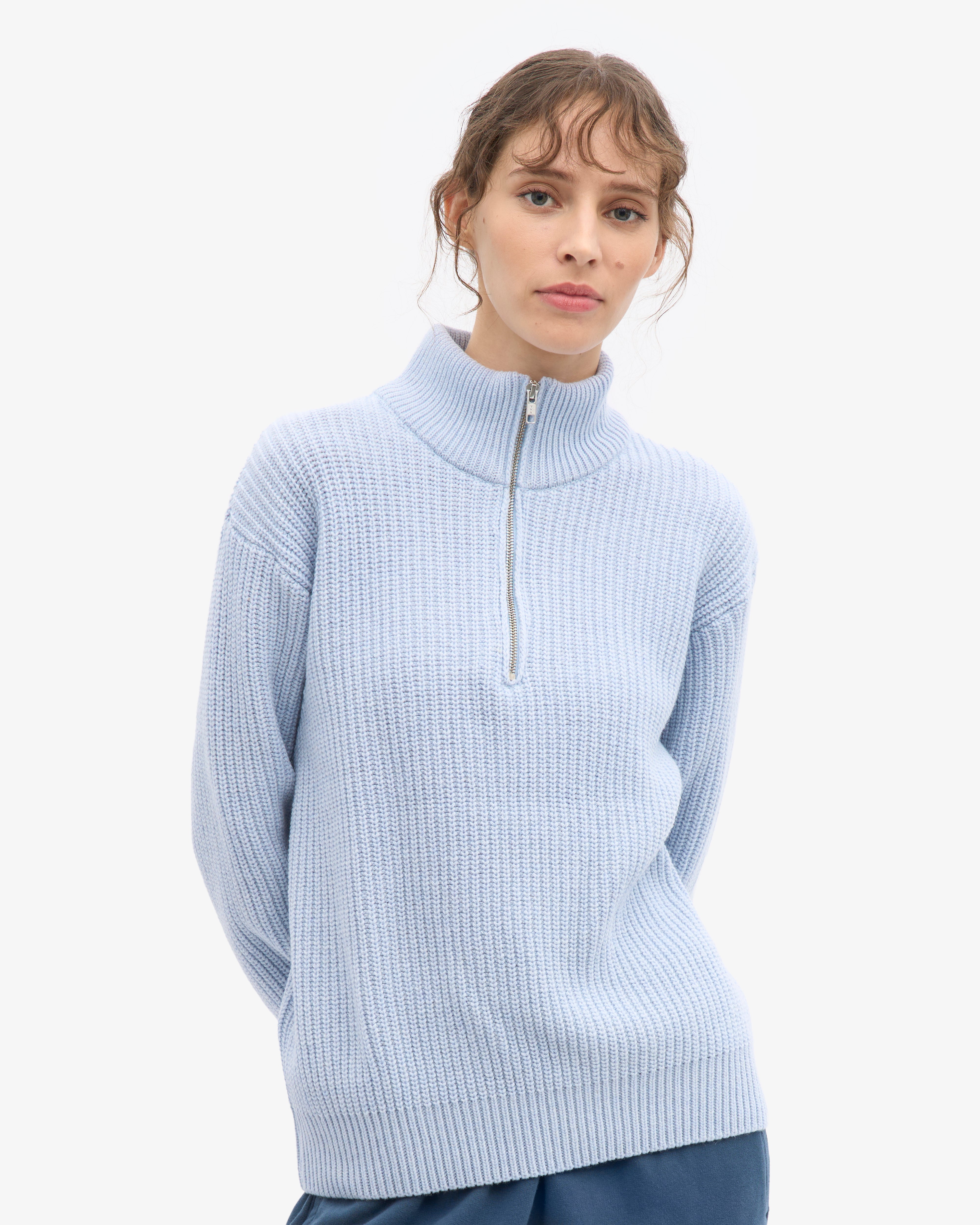 Merino Quarter Zip - Polar Blue