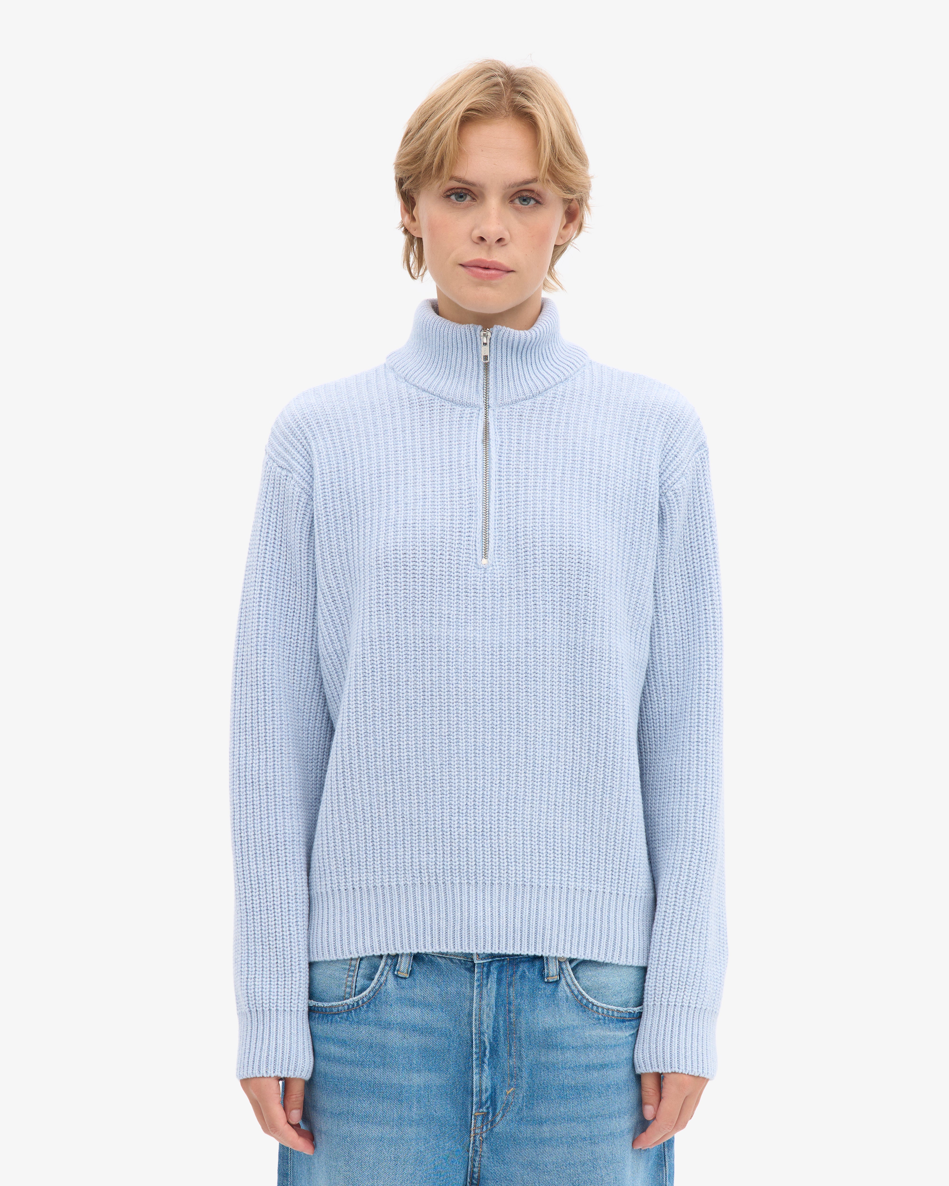 Merino Quarter Zip - Polar Blue
