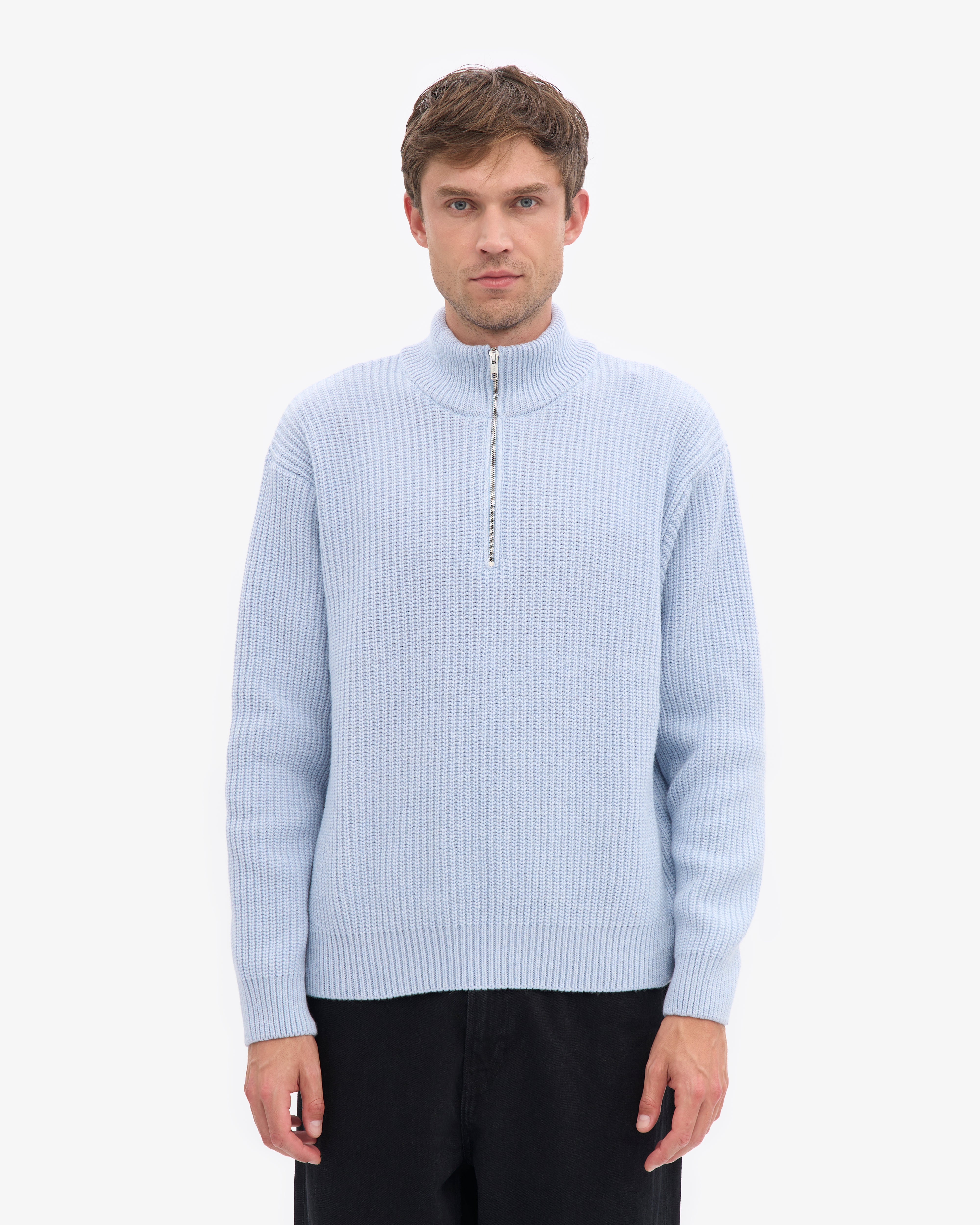 Merino Quarter Zip - Polar Blue
