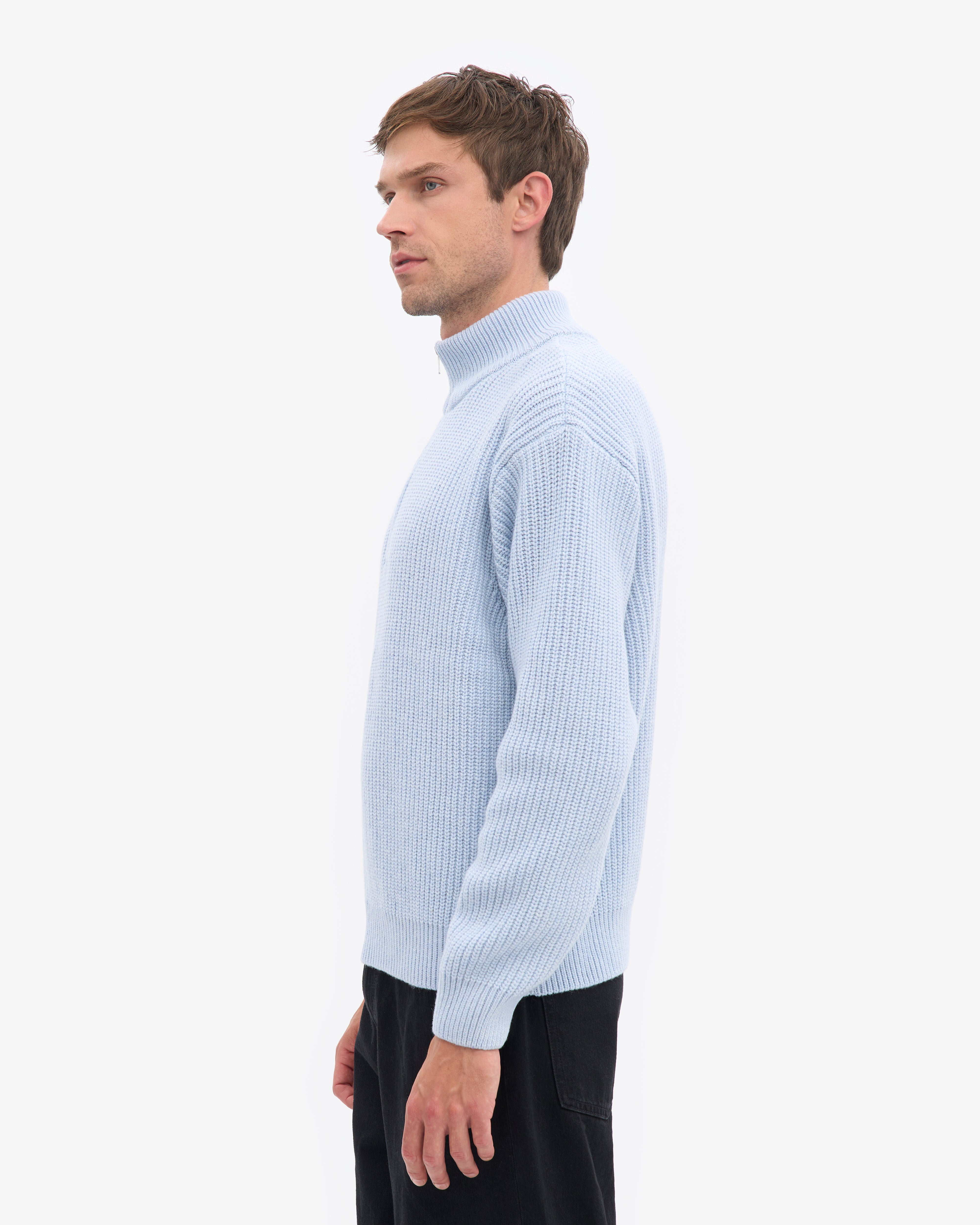 Merino Quarter Zip - Polar Blue