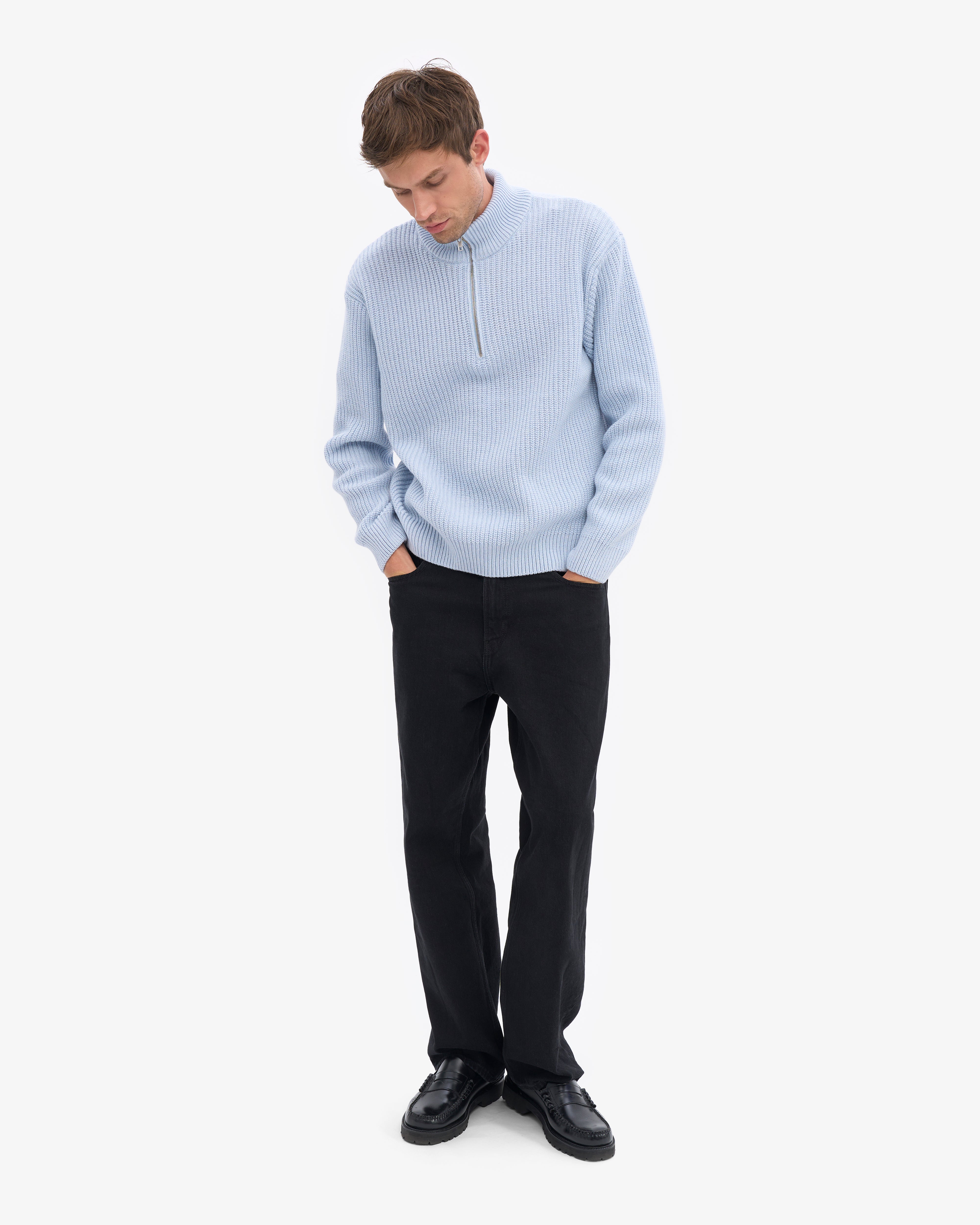 Merino Quarter Zip - Polar Blue
