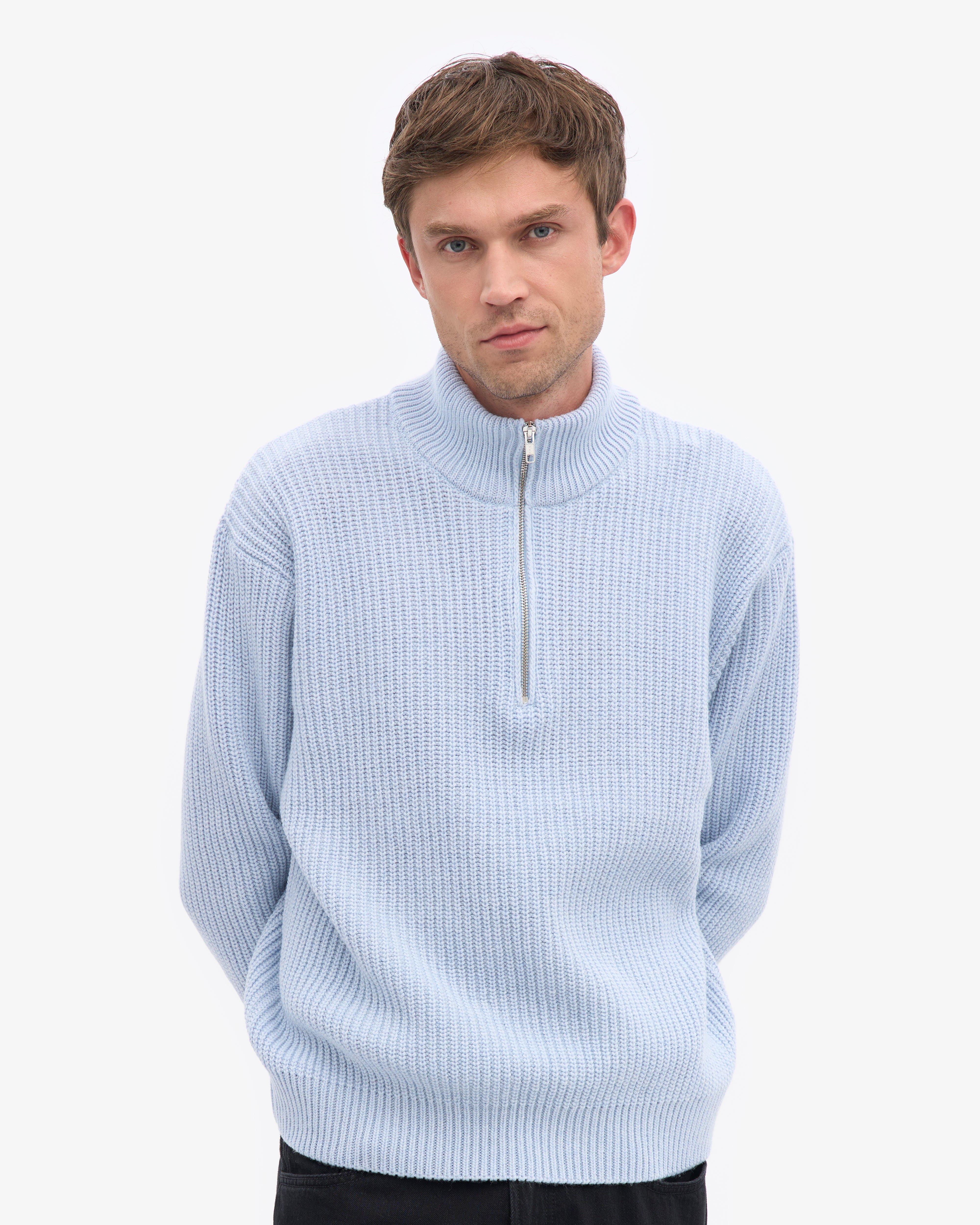Merino Quarter Zip - Polar Blue